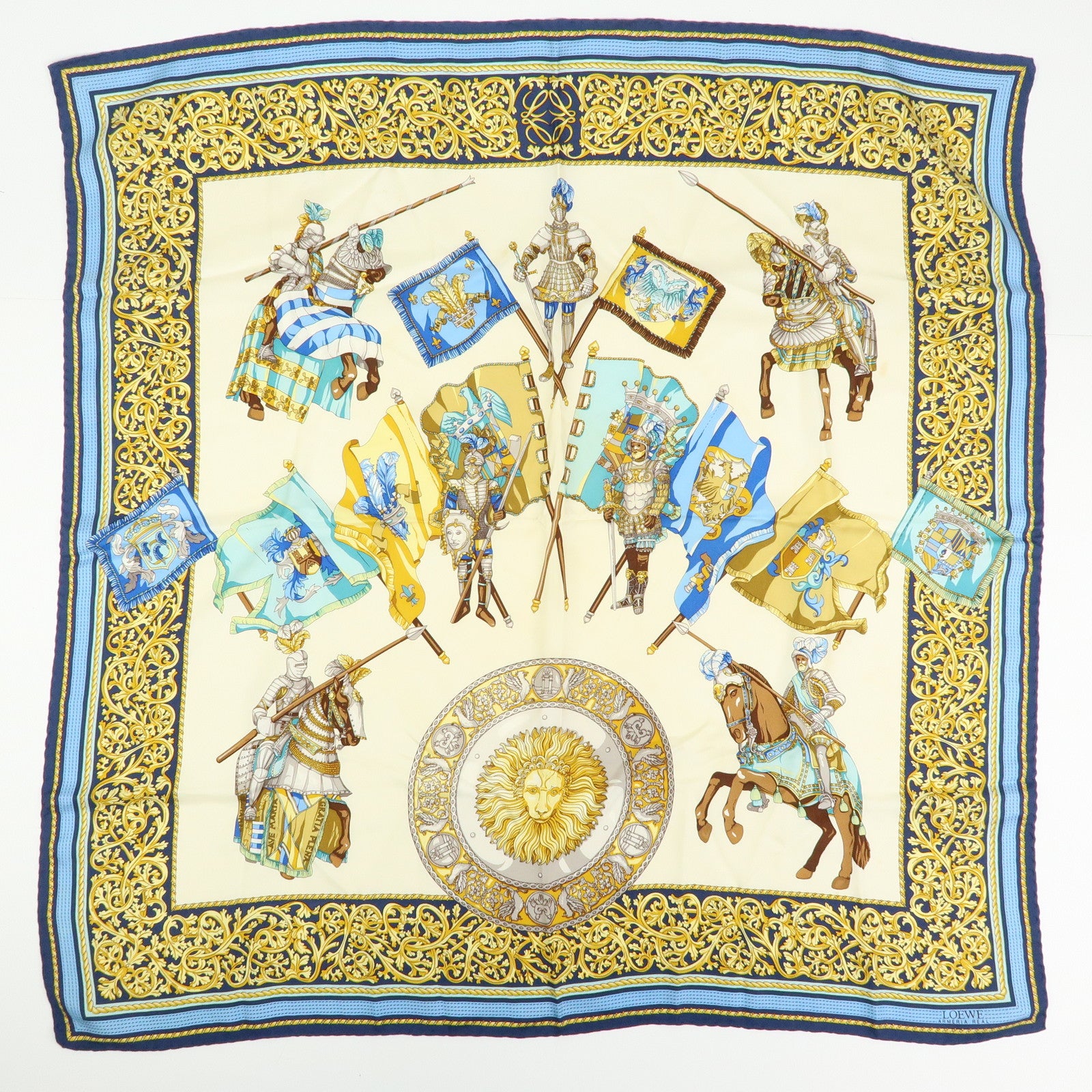 CELINE LOEWE Cartier YSL Silk 100% Scarf Lot Navy Blue Pink