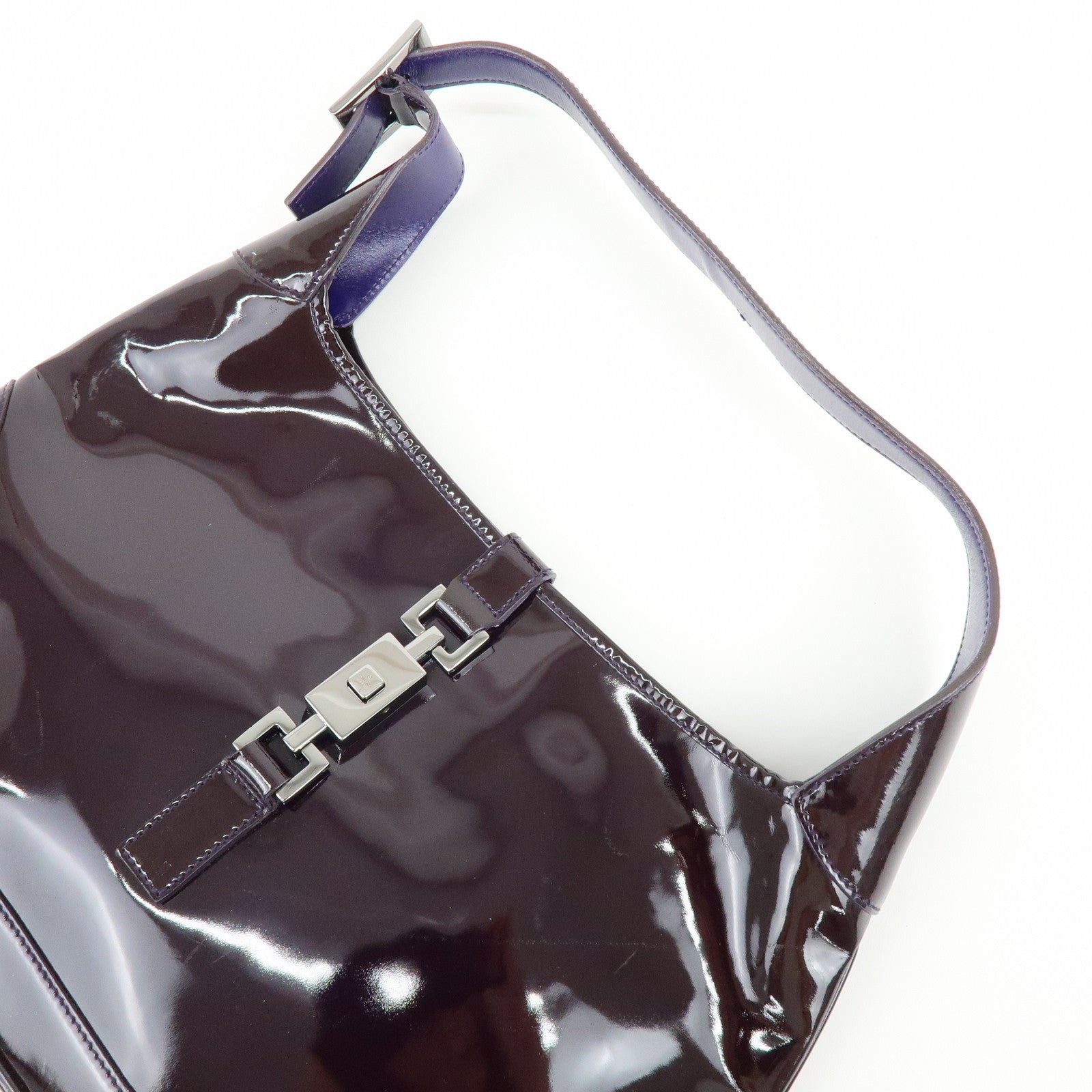 GUCCI Jackie Patent Leather Shoulder Bag Hand Bag Purple 001.3306