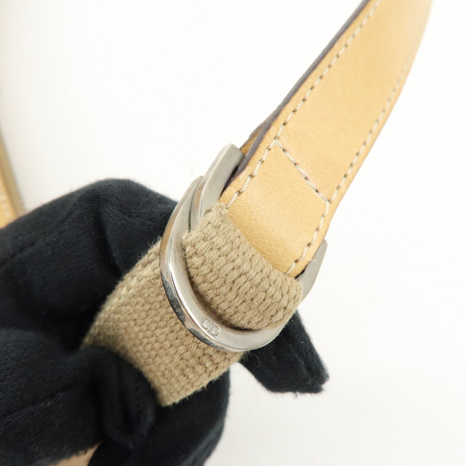 Christian Dior Street Chic Trotter Jacquard Canvas Leather Shoulder Bag