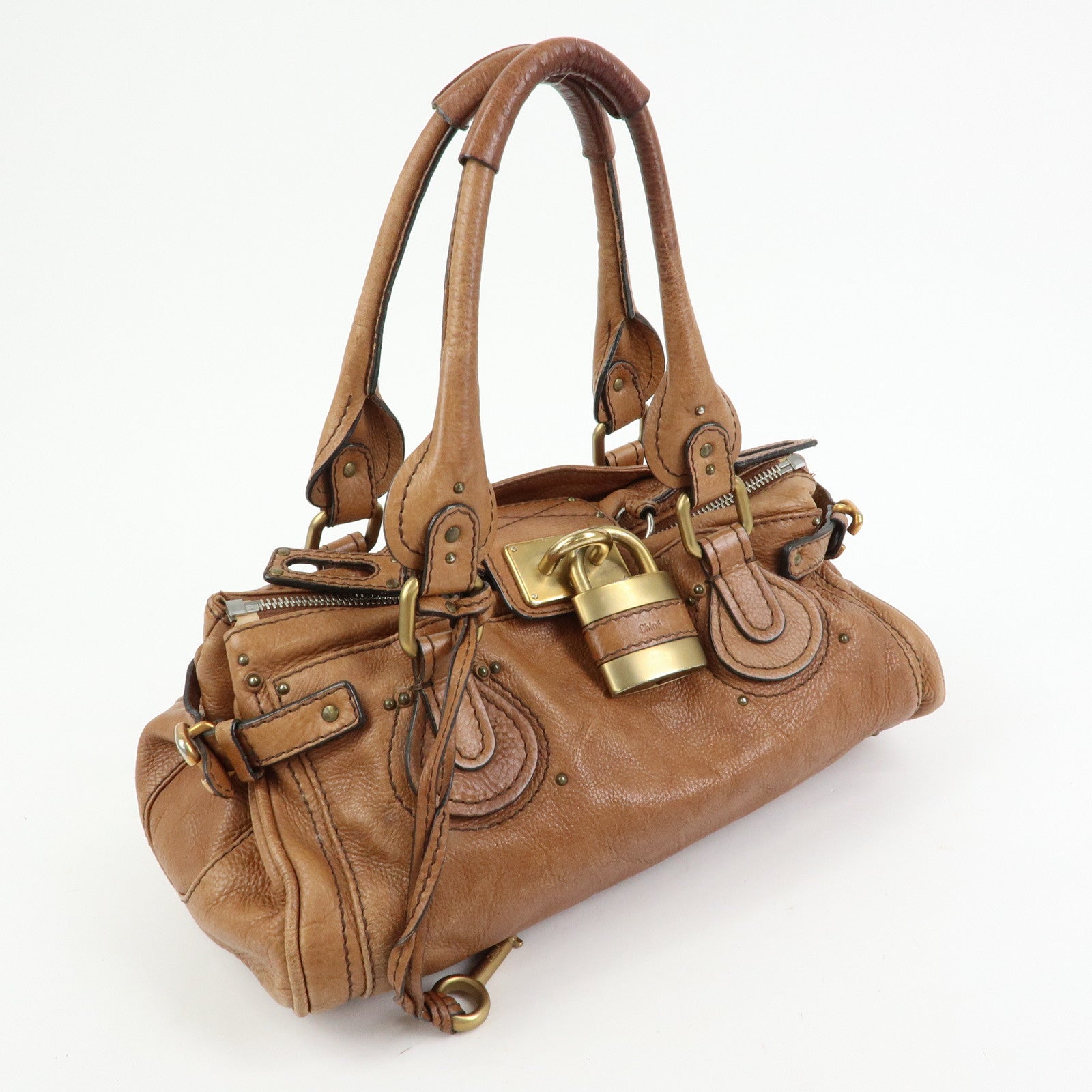 Chloe Paddington Medium Leather Hand Bag Shoulder Bag Brown
