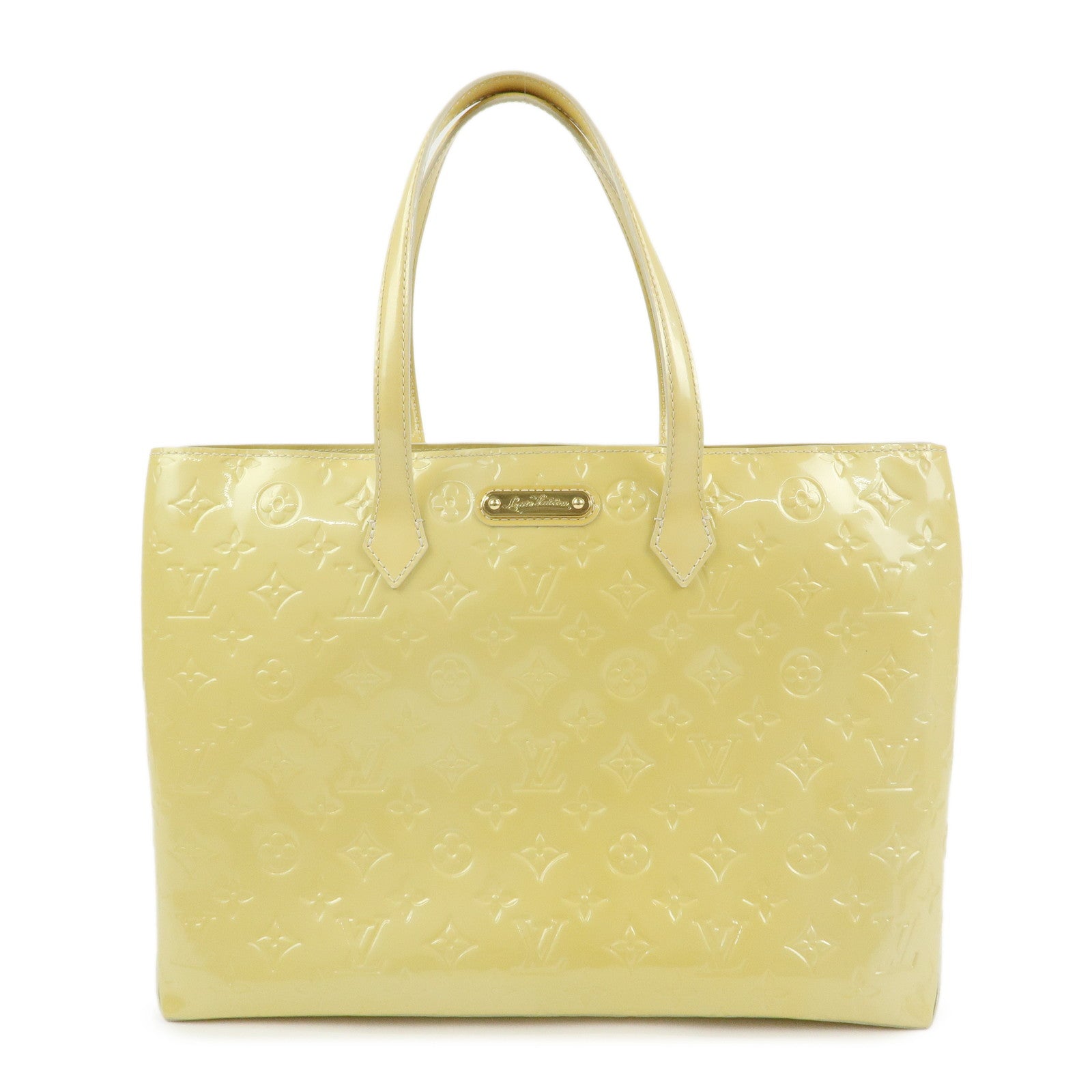 Louis Vuitton Monogram Vernis Wilshire MM Tote Bag Blanc Corail M91441