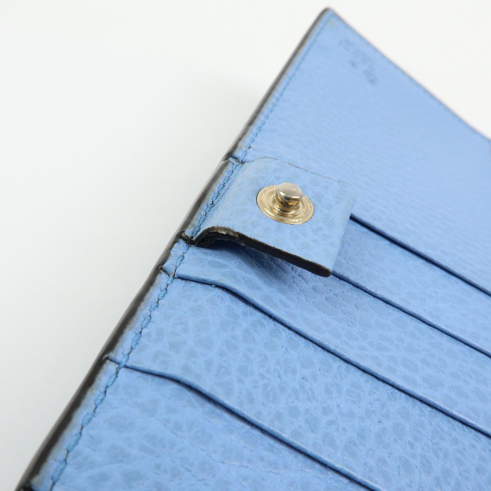 GUCCI Interlocking G Leather Flap Bi-fold Long Wallet Light Blue 449279