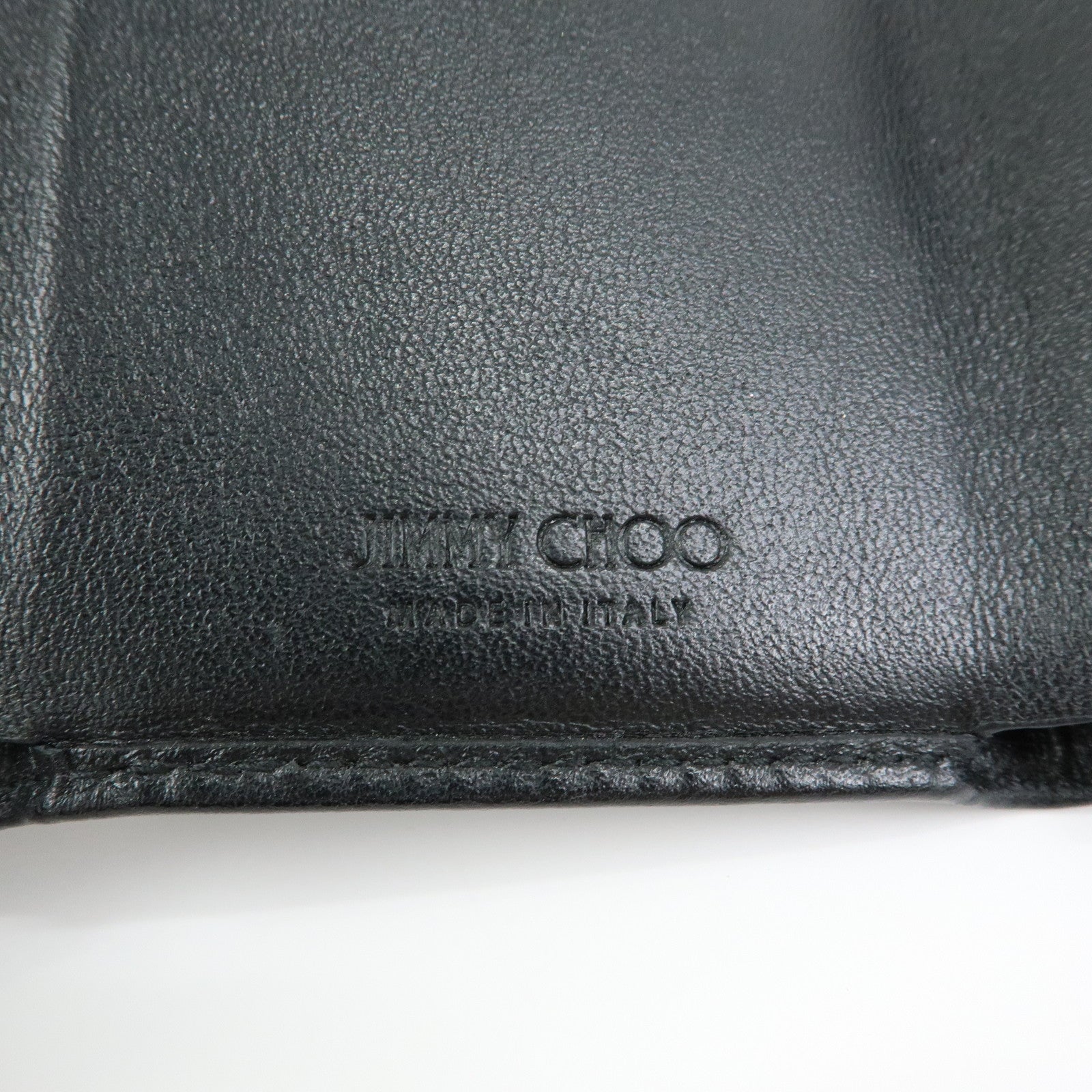 JIMMY CHOO Star Studs Leather Compact Tri-fold Wallet Black