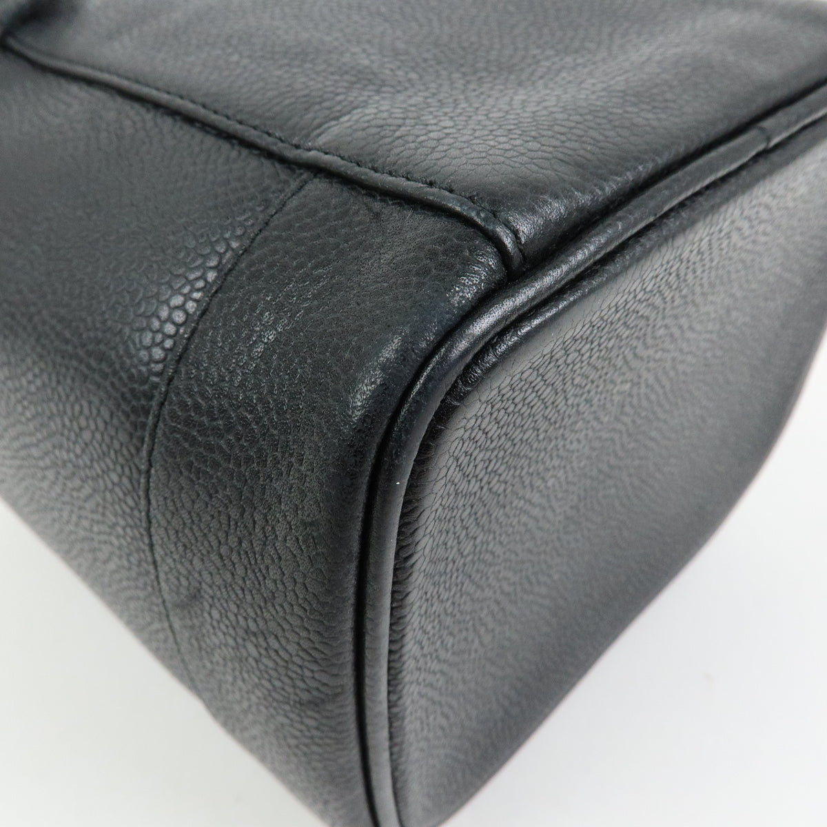 CHANEL COCO Mark Caviarskin Vanity Bag Cosmetic Bag Black A01998