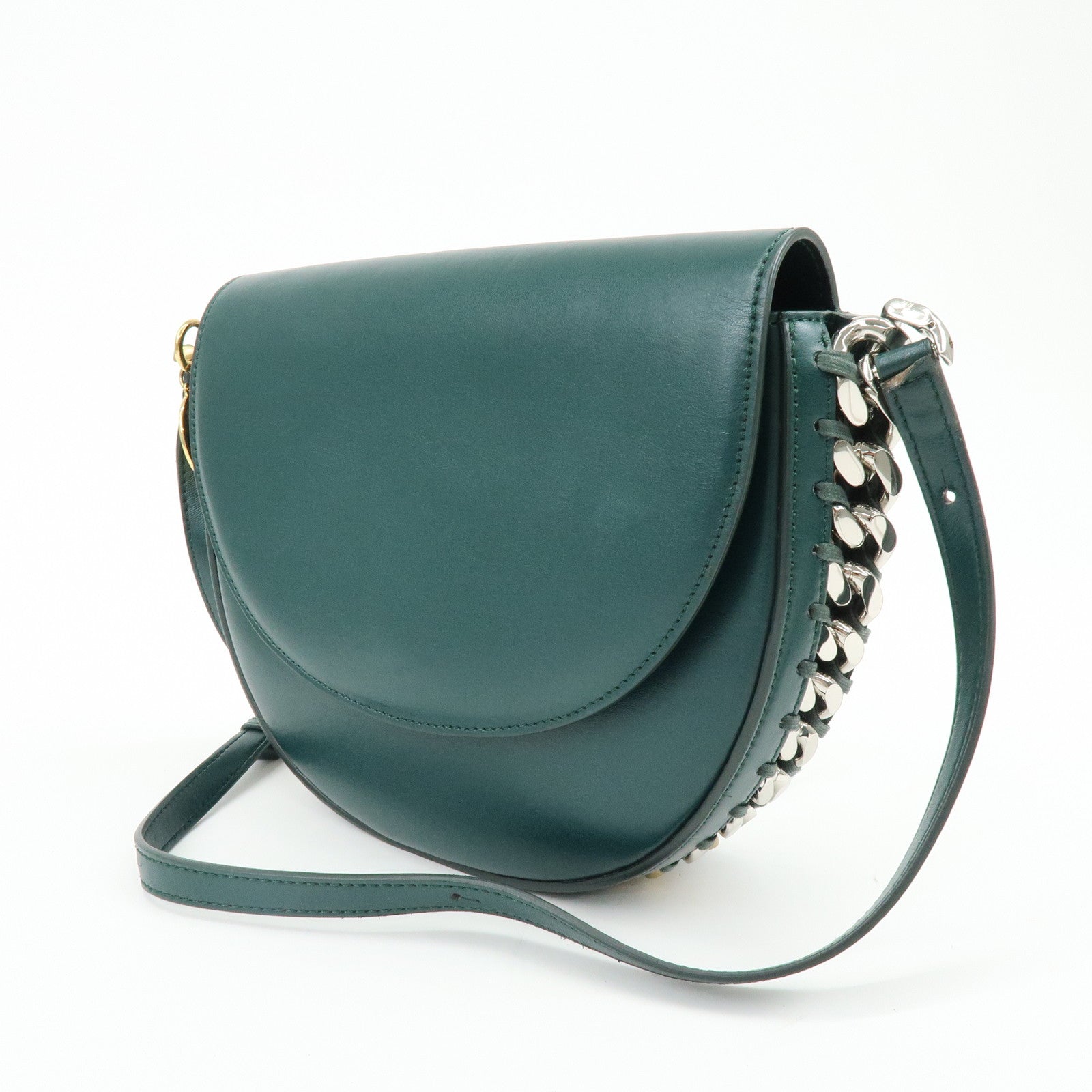 STELLA MCCARTNEY Frayme Medium Faux Leather Shoulder Bag Green