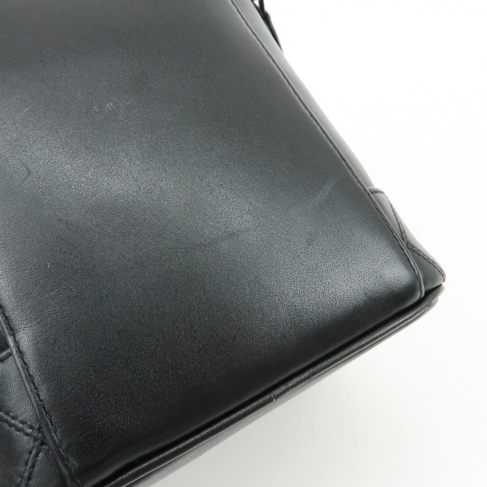 CHANEL Bicolore Lamb Skin Vanity Bag Hand Bag Black A01619
