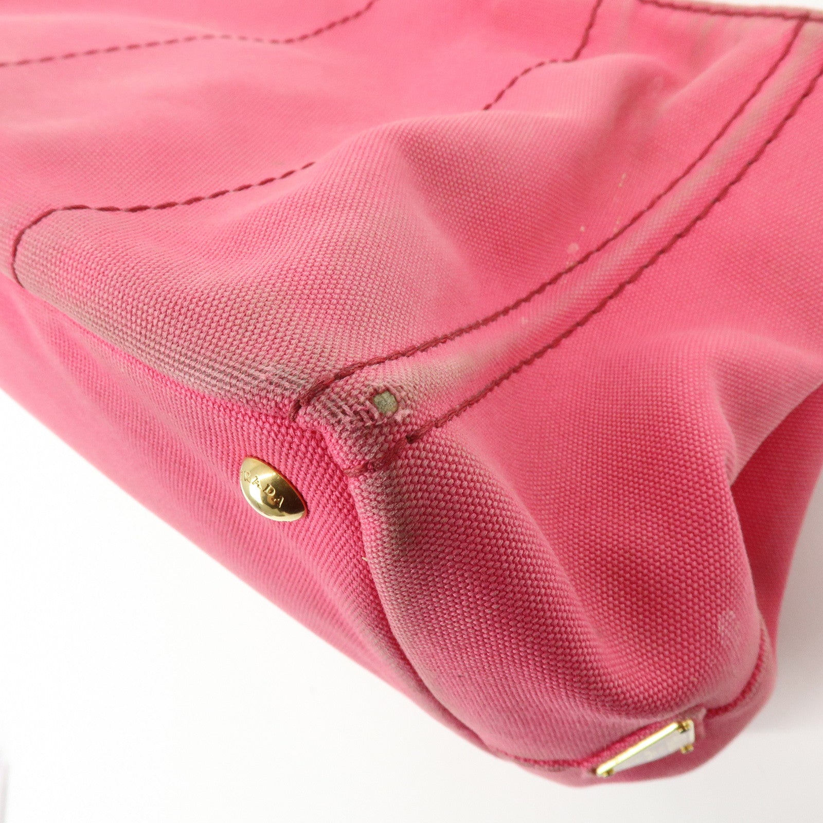 PRADA Canapa Triangle Logo Canvas 2Way Bag Hand Shoulder Bag Pink