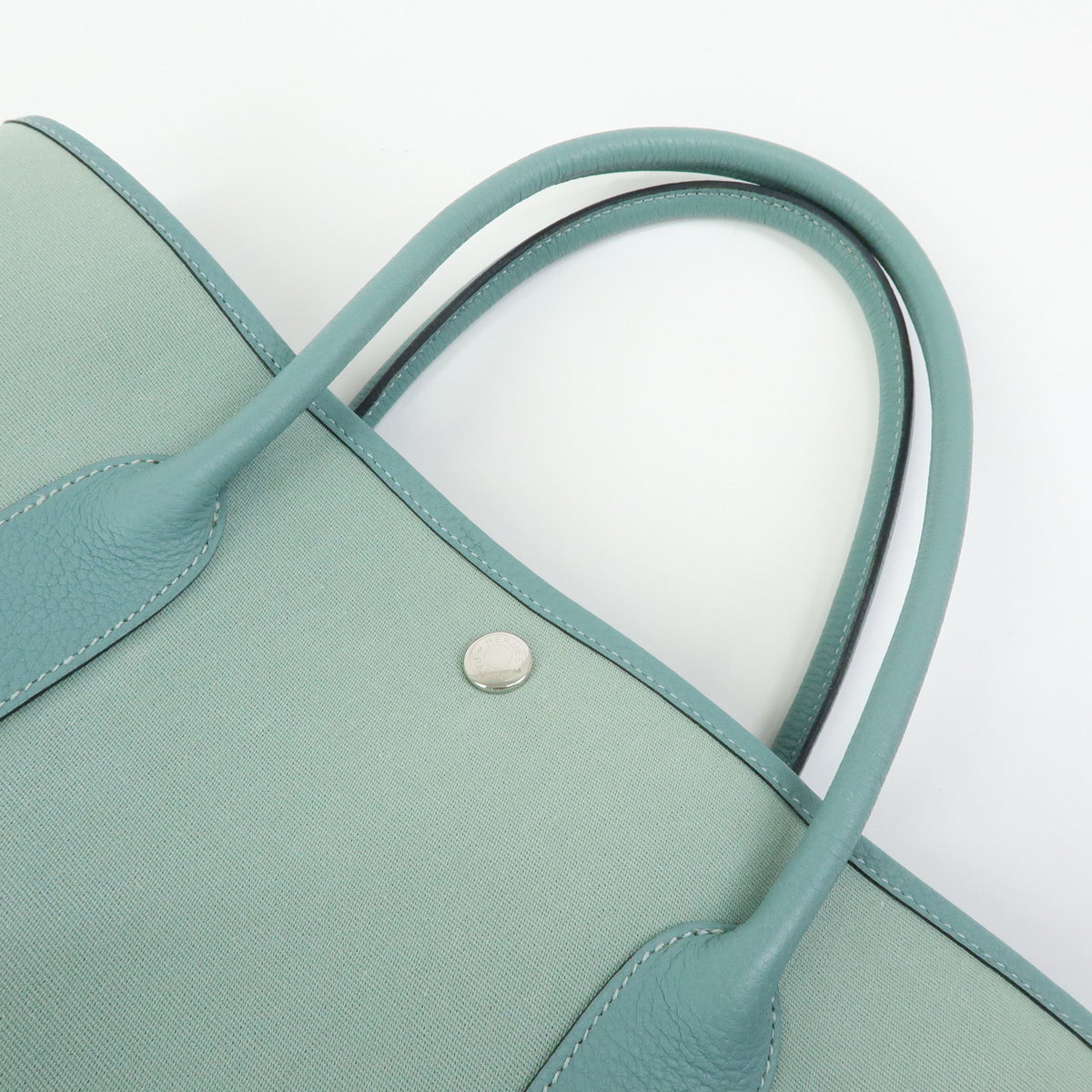 HERMES Garden Party PM Toile Officier N Stamped Tote Bag Sage Green