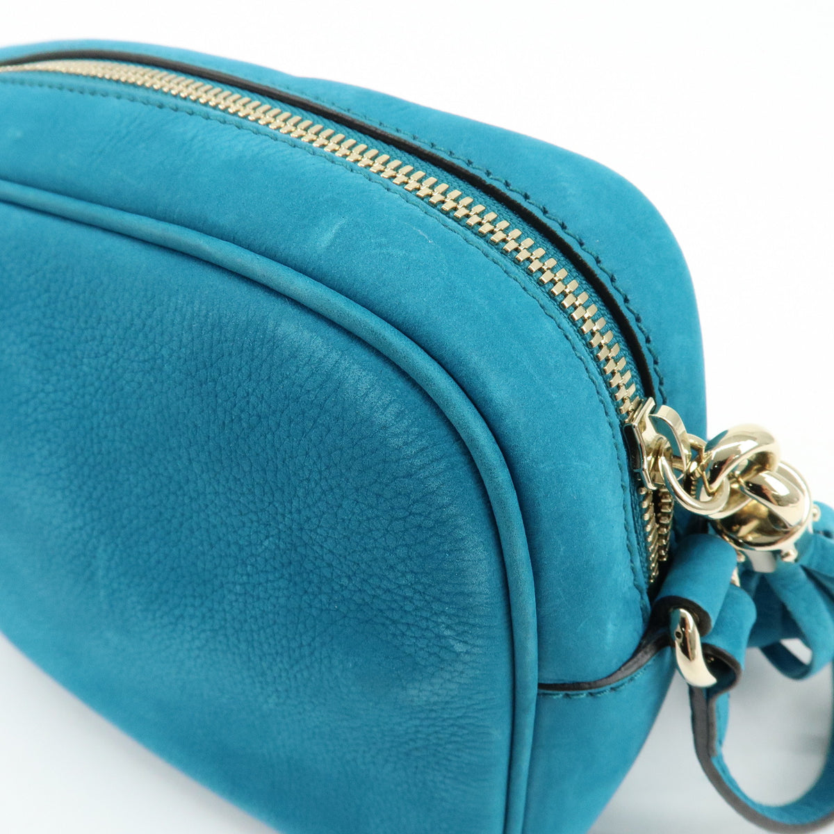 GUCCI SOHO Interlocking G Leather Disco Bag Shoulder Bag Blue 308364