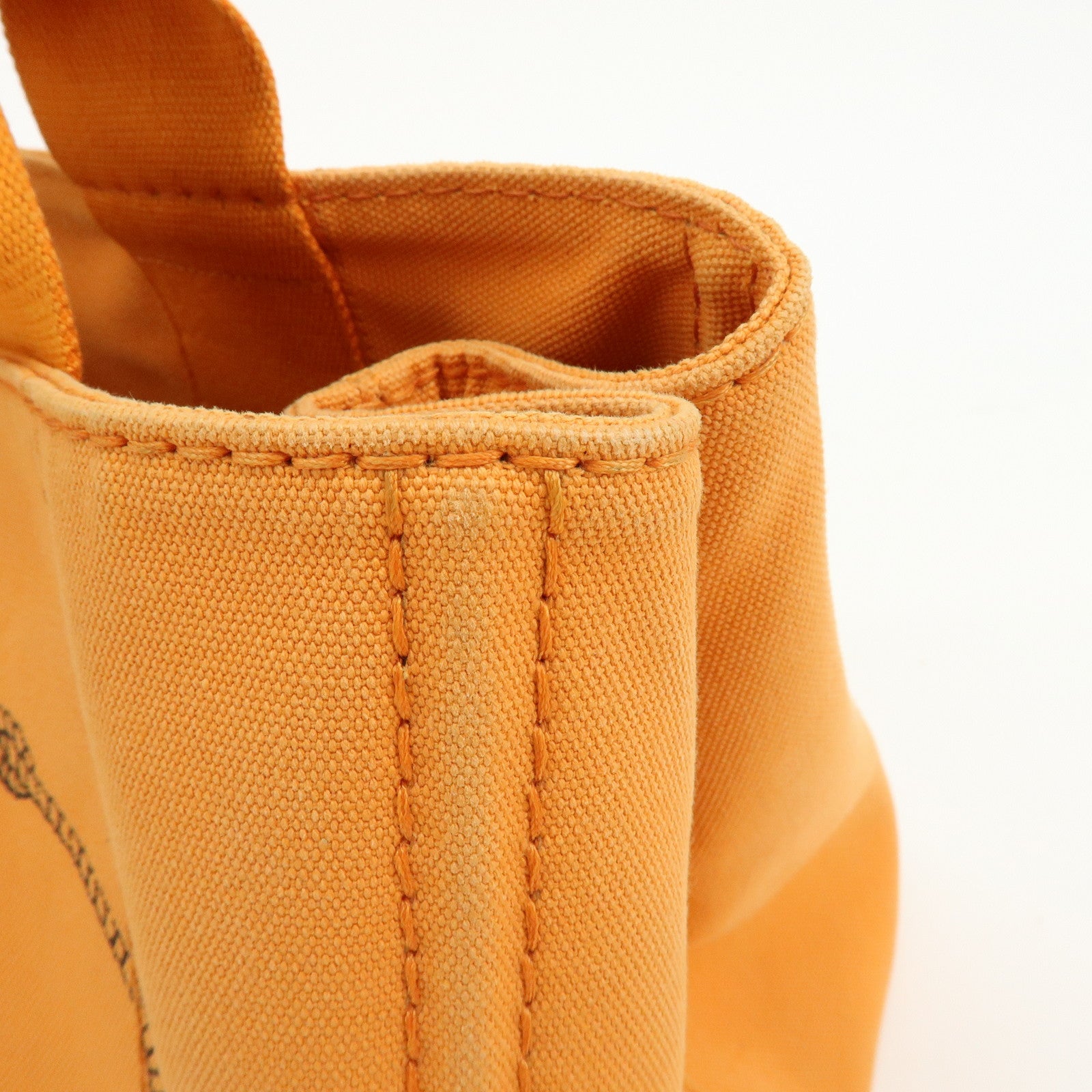 PRADA Canapa Triangle Logo Canvas Tote Bag Hand Bag Orange 1BG642