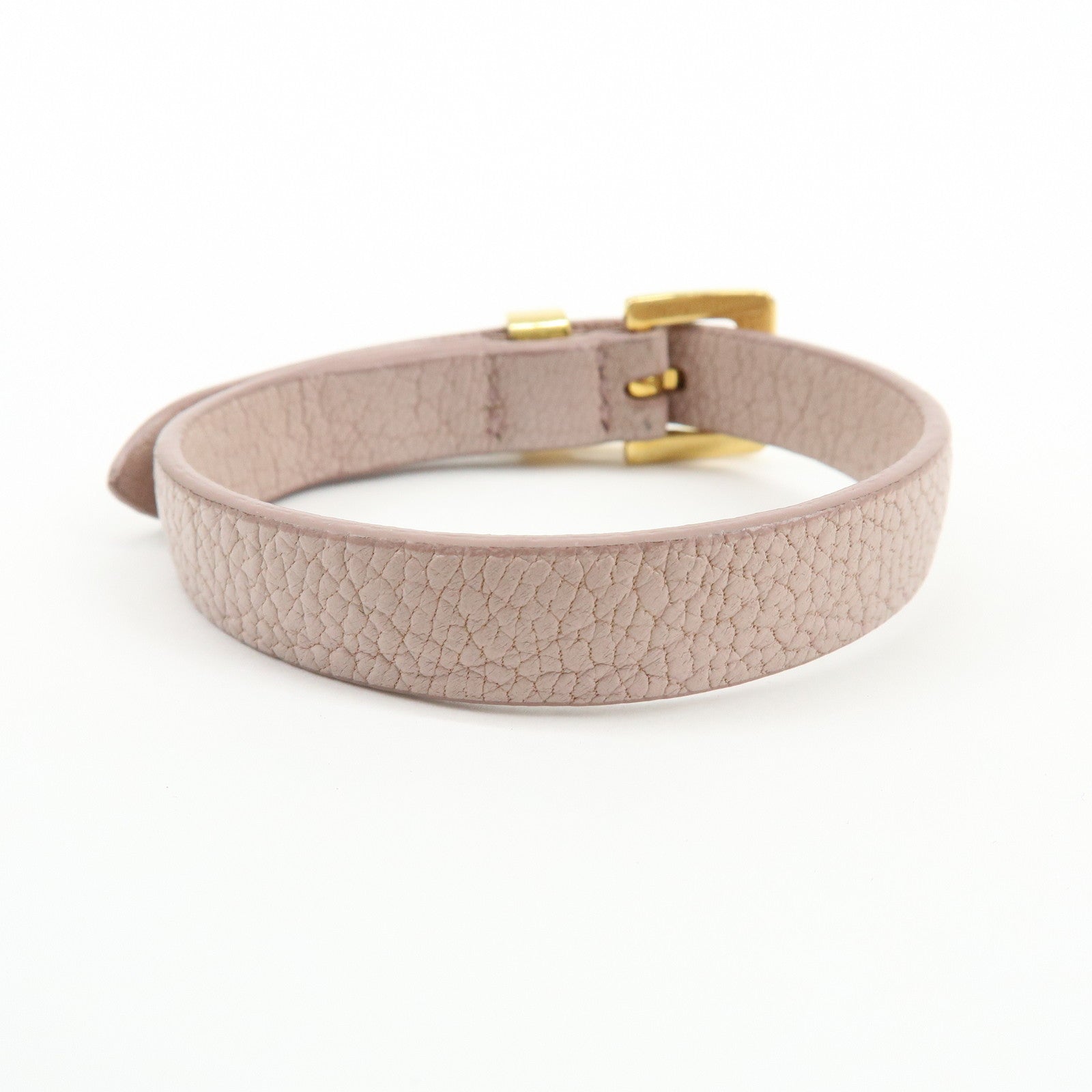 MIU MIU Madras Leather Metal Bracelet Cat Motif Pink 51B090