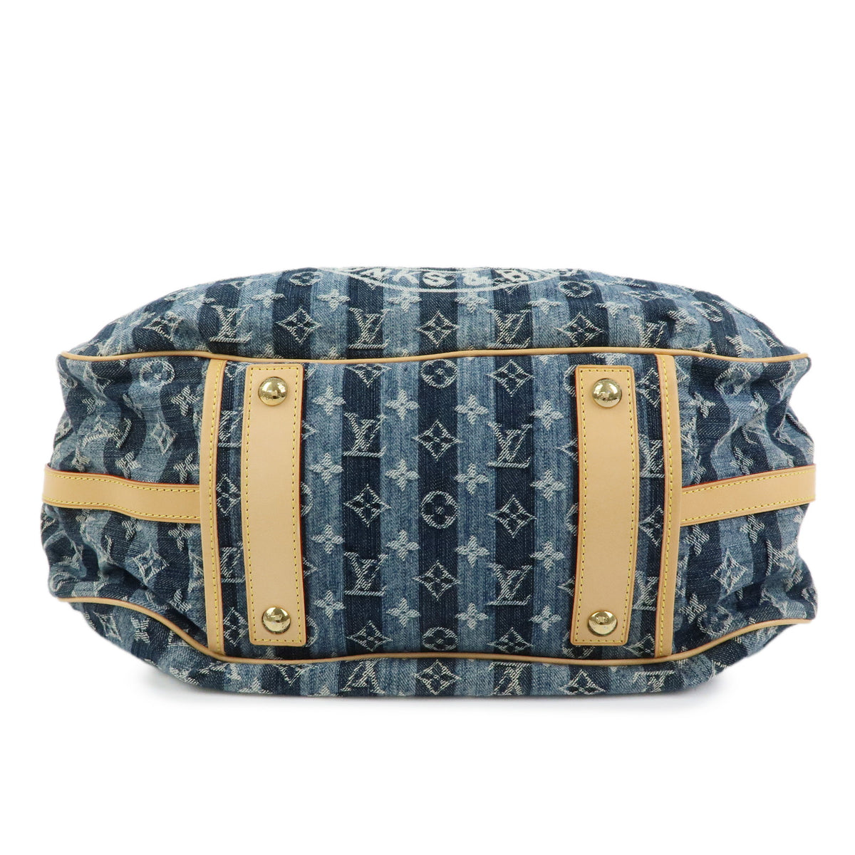 Louis Vuitton Monogram Denim Cabas Raye GM 2Way Hand Bag Blue M95336