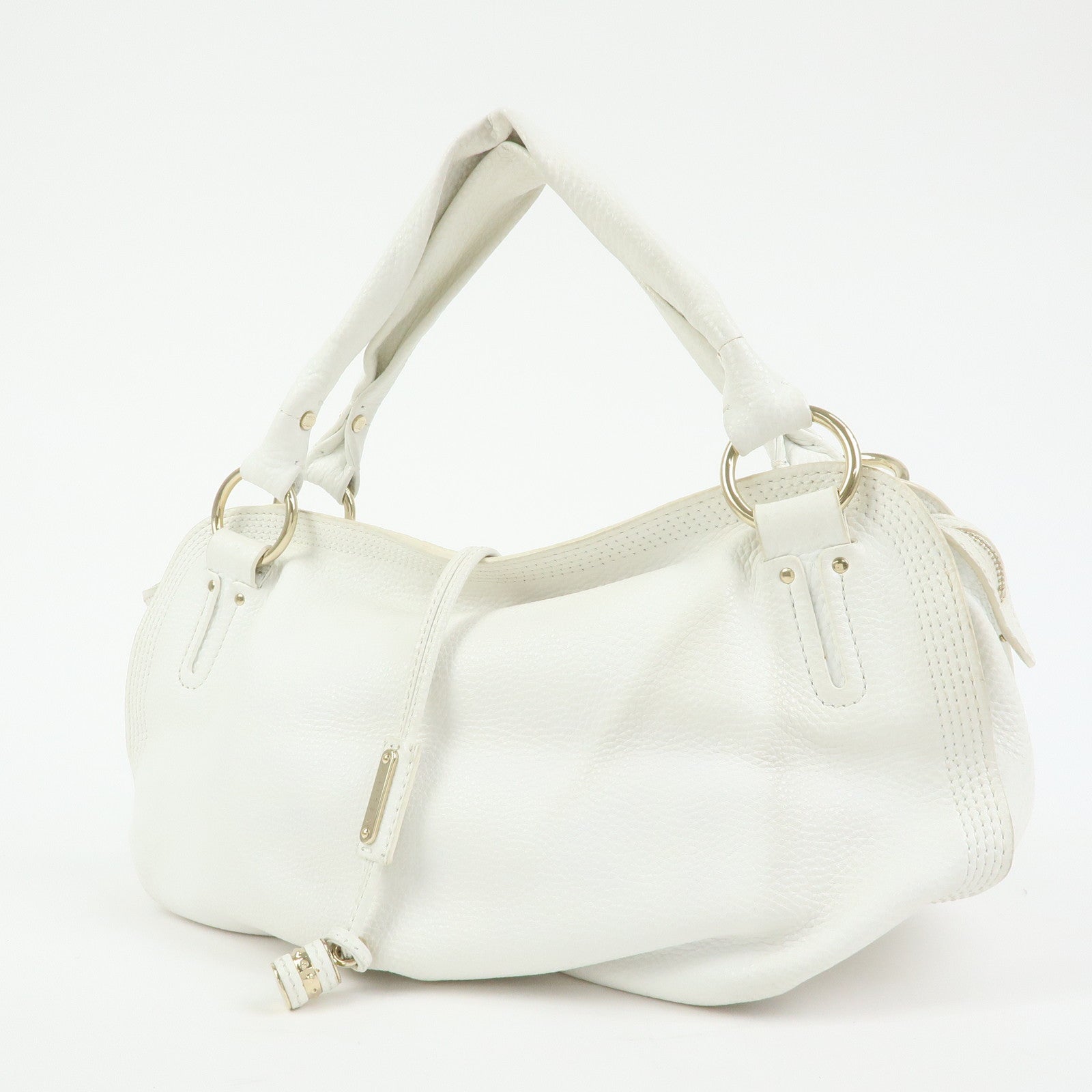 Celine Bittersweet Leather Shoulder Bag Hand Bag Hobo Bag White