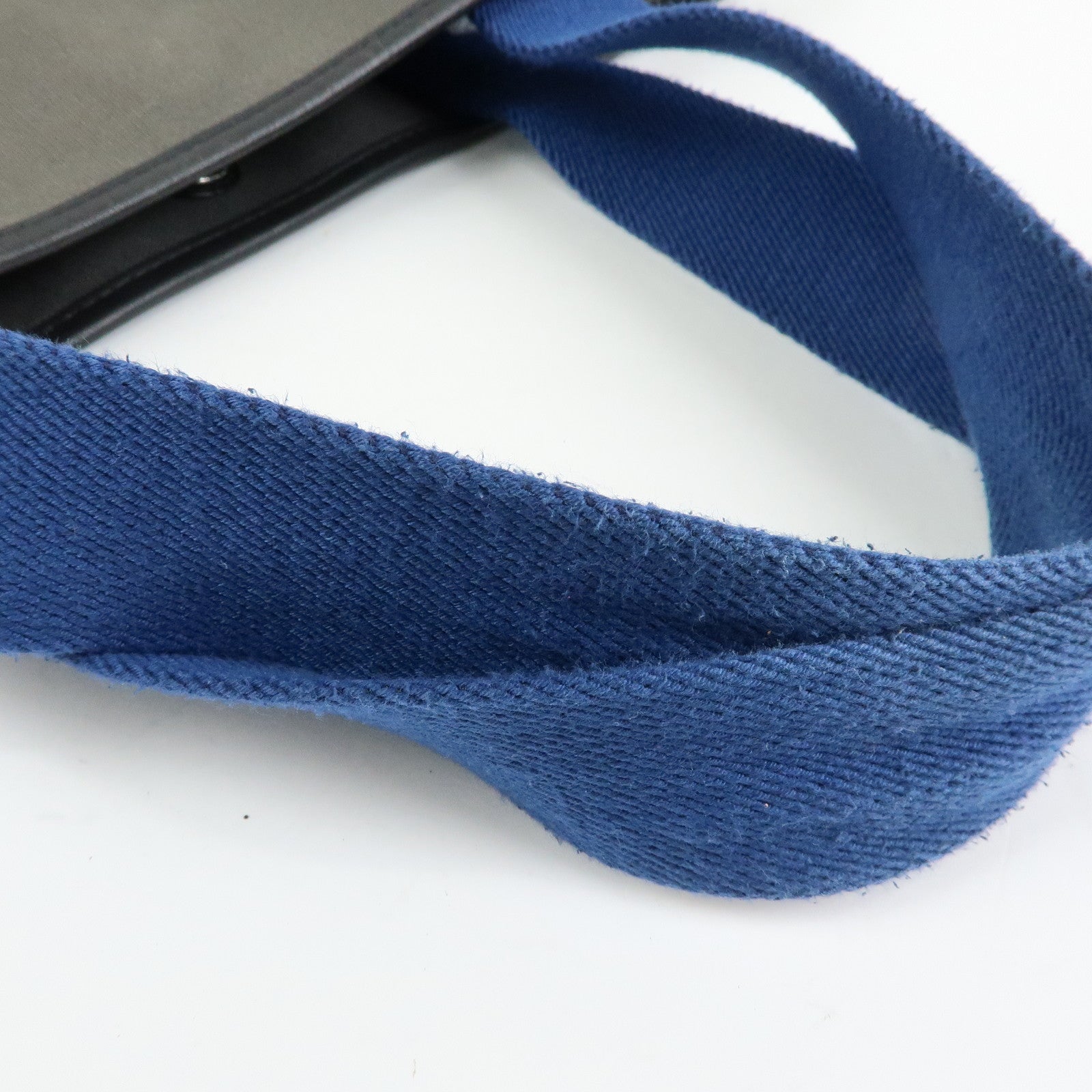 LOEWE Logo Canvas Leather Tote Bag Shoulder Bag Hand Bag Gray Blue