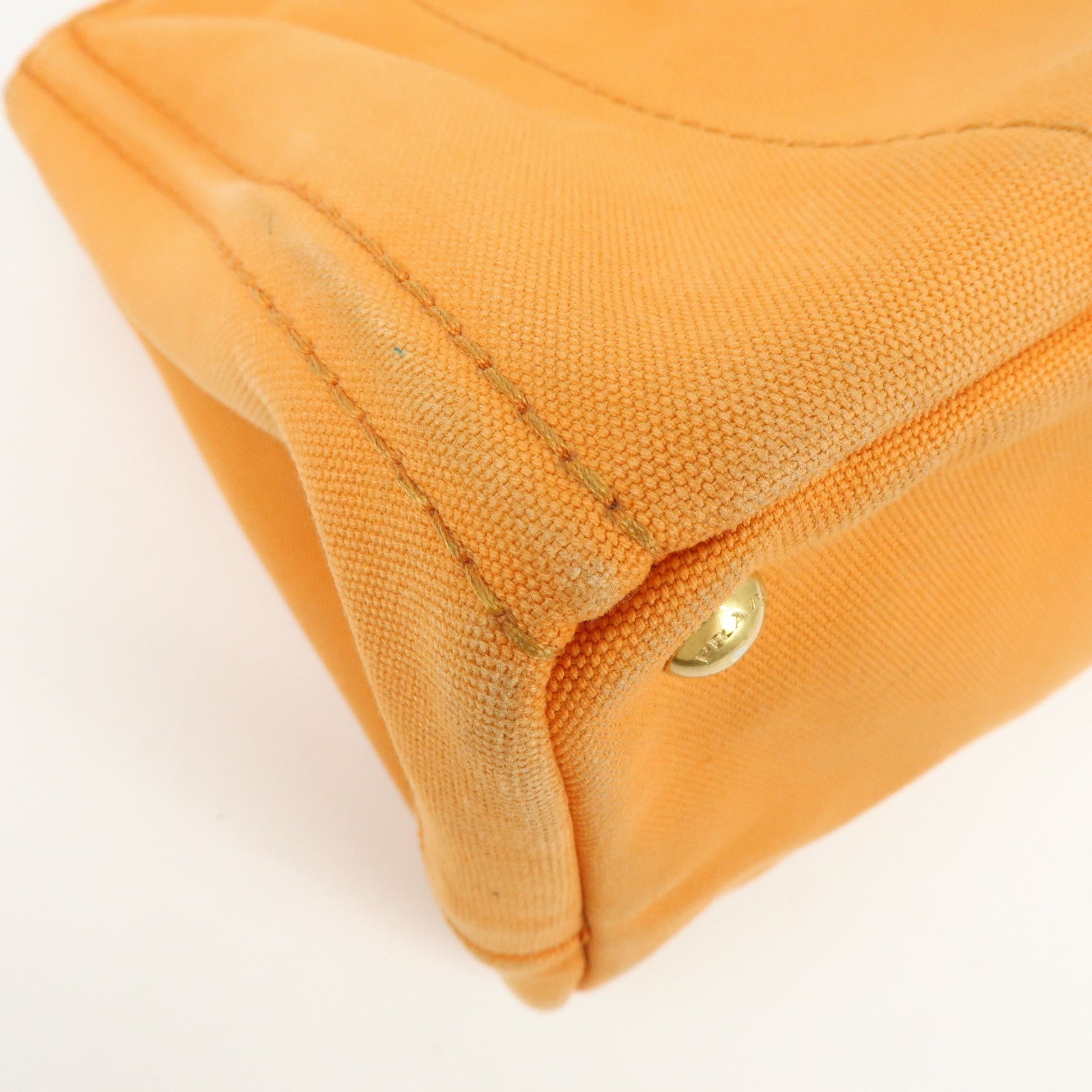 PRADA Canapa Triangle Logo Canvas Tote Bag Hand Bag Orange 1BG642