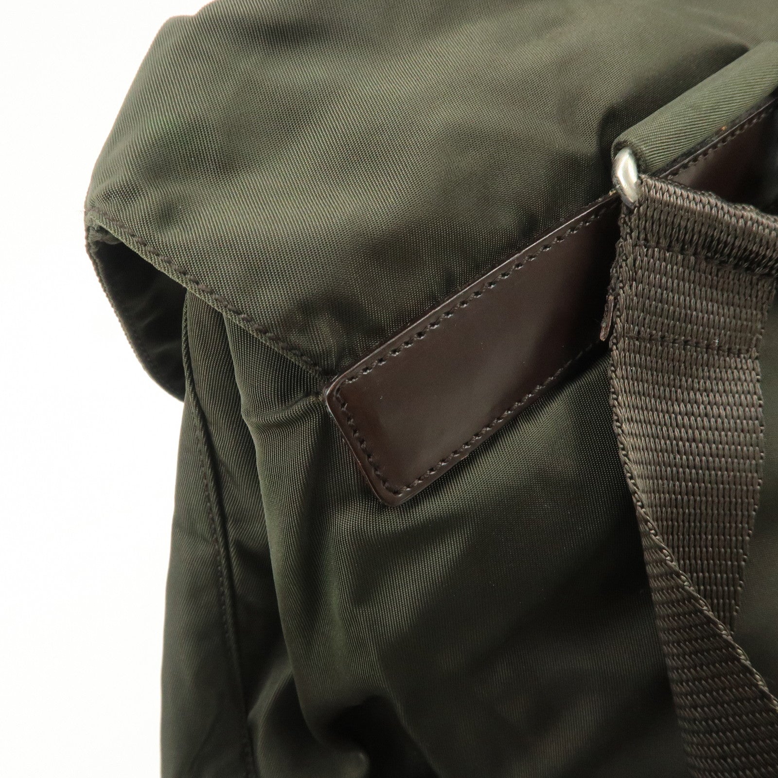 PRADA  Triangle Logo Leather Nylon BackPack B5885F Used