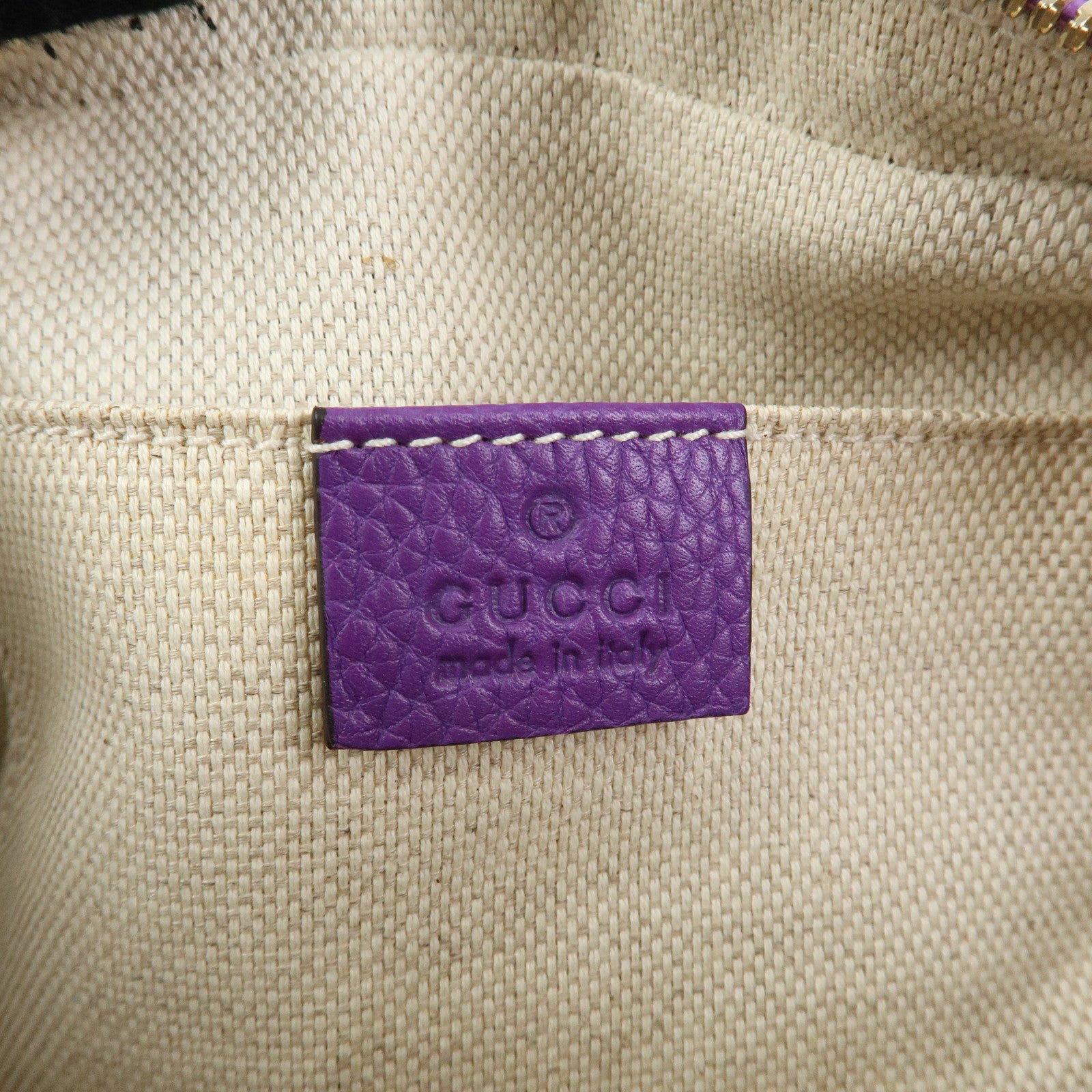 GUCCI SOHO Interlocking G Leahter Disco Bag Shoulder Bag Purple 308364