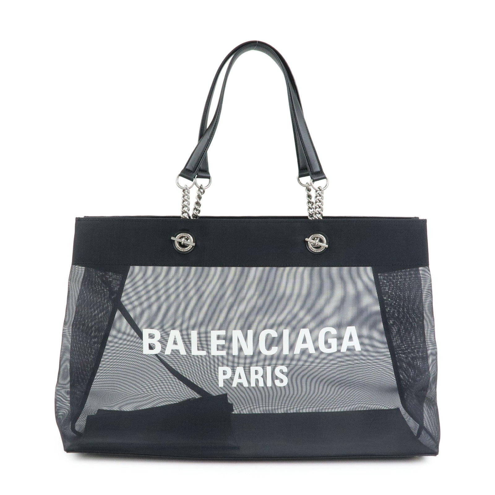 BALENCIAGA Duty Free Mesh Leather Tote Bag  Shoulder Bag Black 535269