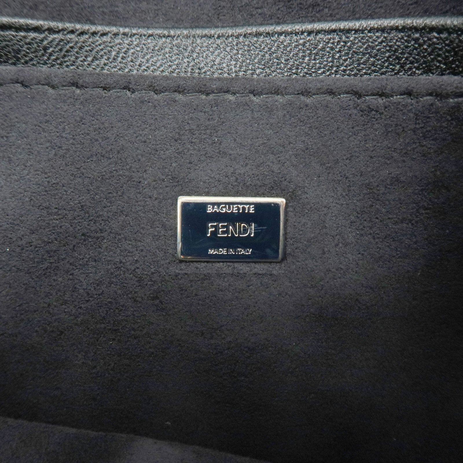 FENDI Monster Micro Baguette Leather Shoulder Bag Rhinestone 8M0354