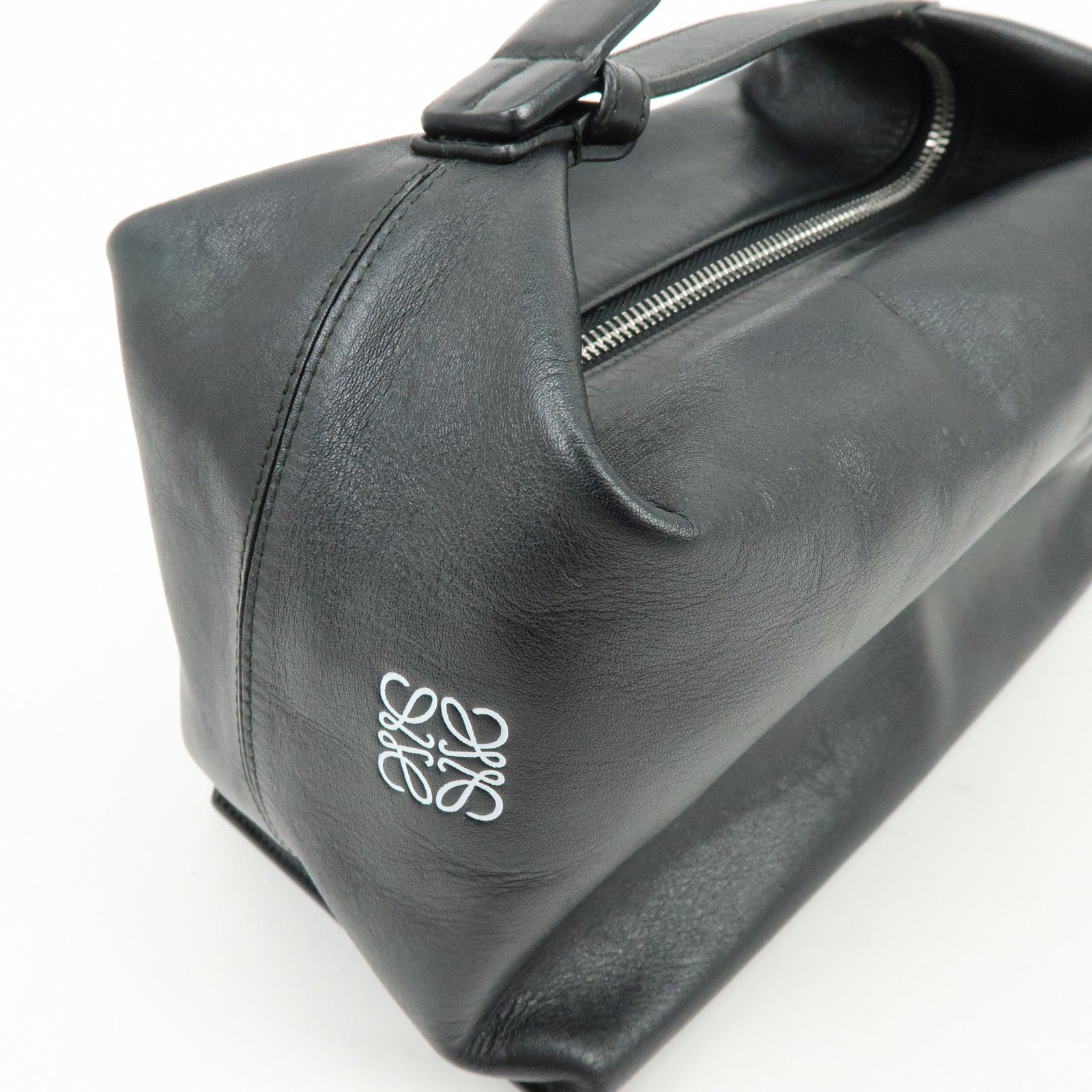 LOEWE Anagram Nappa Leather Hand Bag Pouch Black