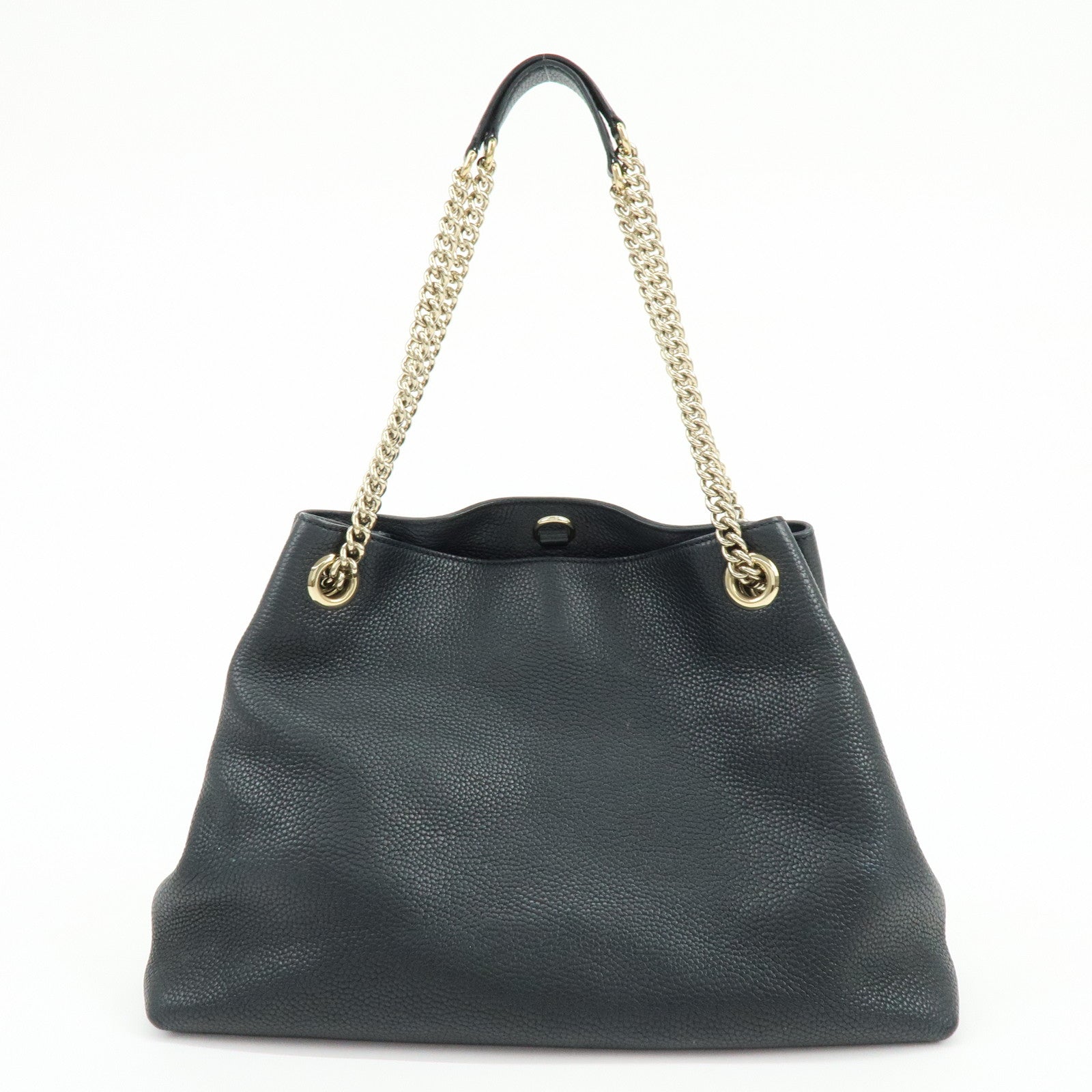 GUCCI SOHO Interlocking G Leather Chain Shoulder Bag Black 536196