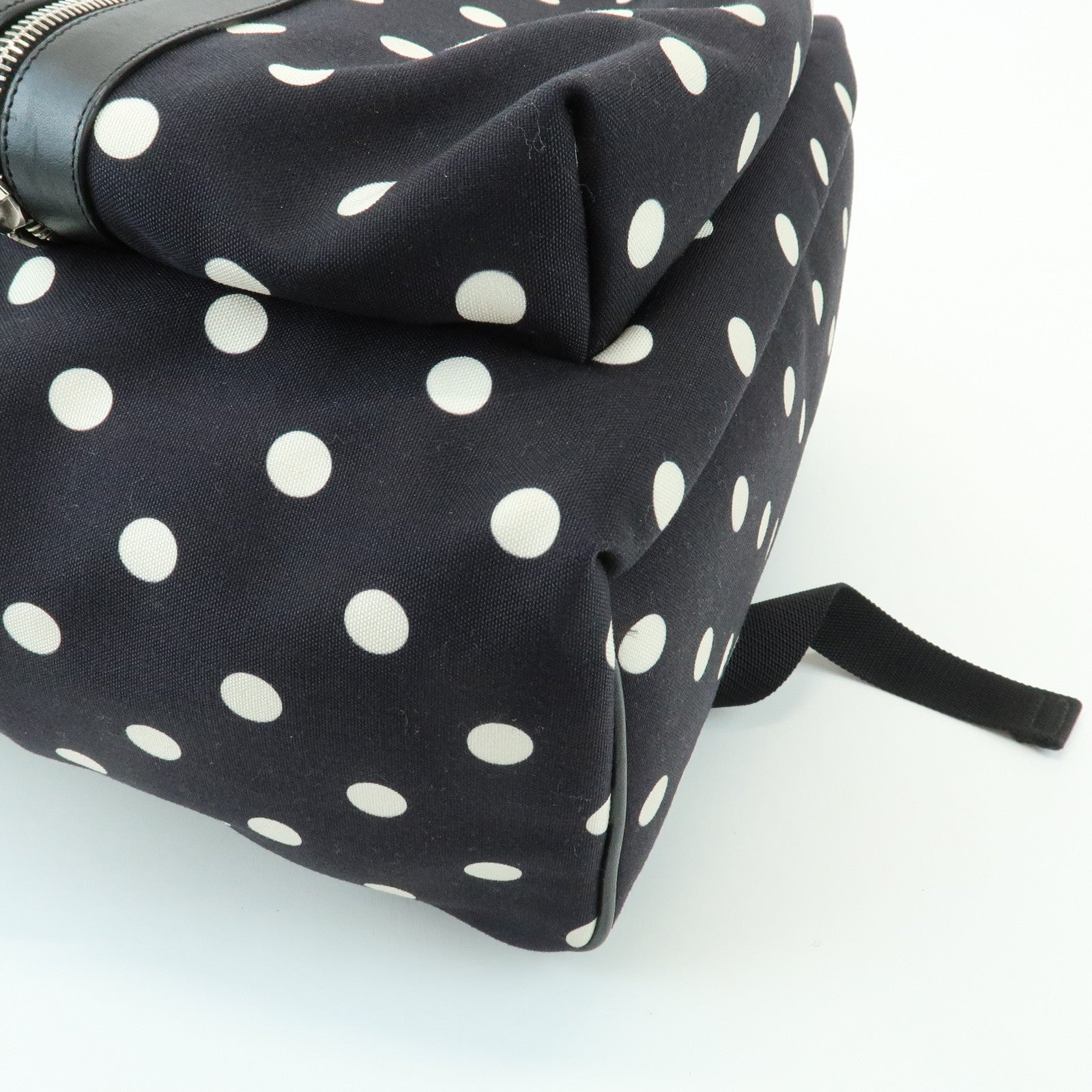 SAINT LAURENT PARIS City Canvas Backpack Rucksack Polka Dot Black White