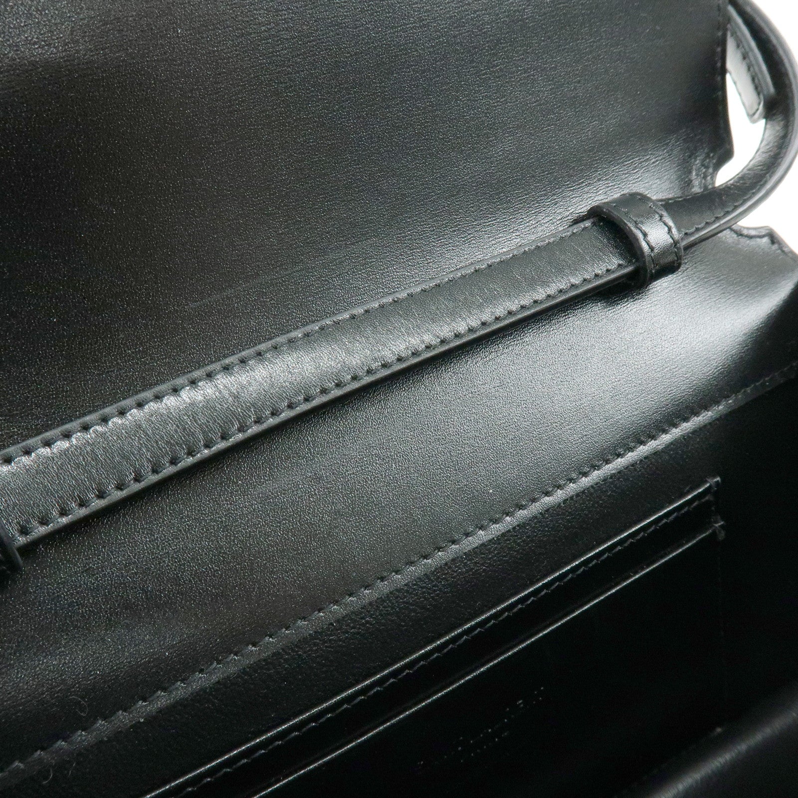 SAINT LAURENT PARIS Calf Leather Flap Shoulder Bag Black 769162