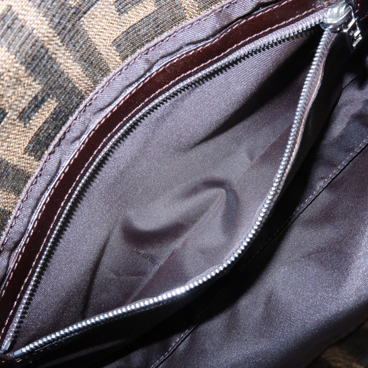 FENDI Mamma Baguette Jacquard Canvas Leather Shoulder Bag 26424