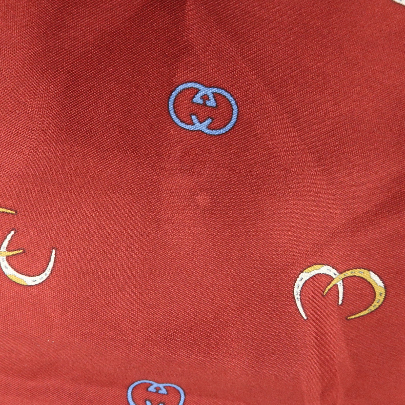 GUCCI Silk 100% Double G Horseshoe Scarf Bordeaux White Blue