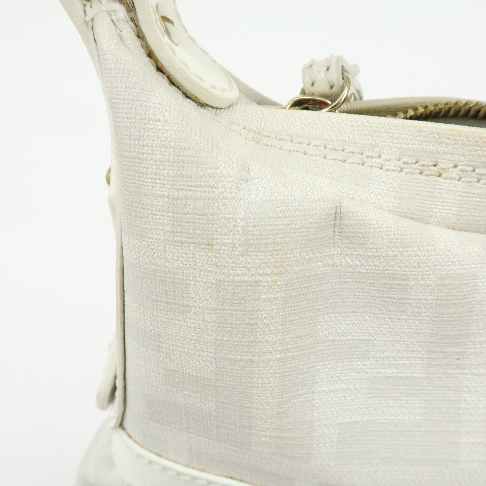 FENDI Zucca PVC Leather Shoulder Bag Hand Bag White 8BR448