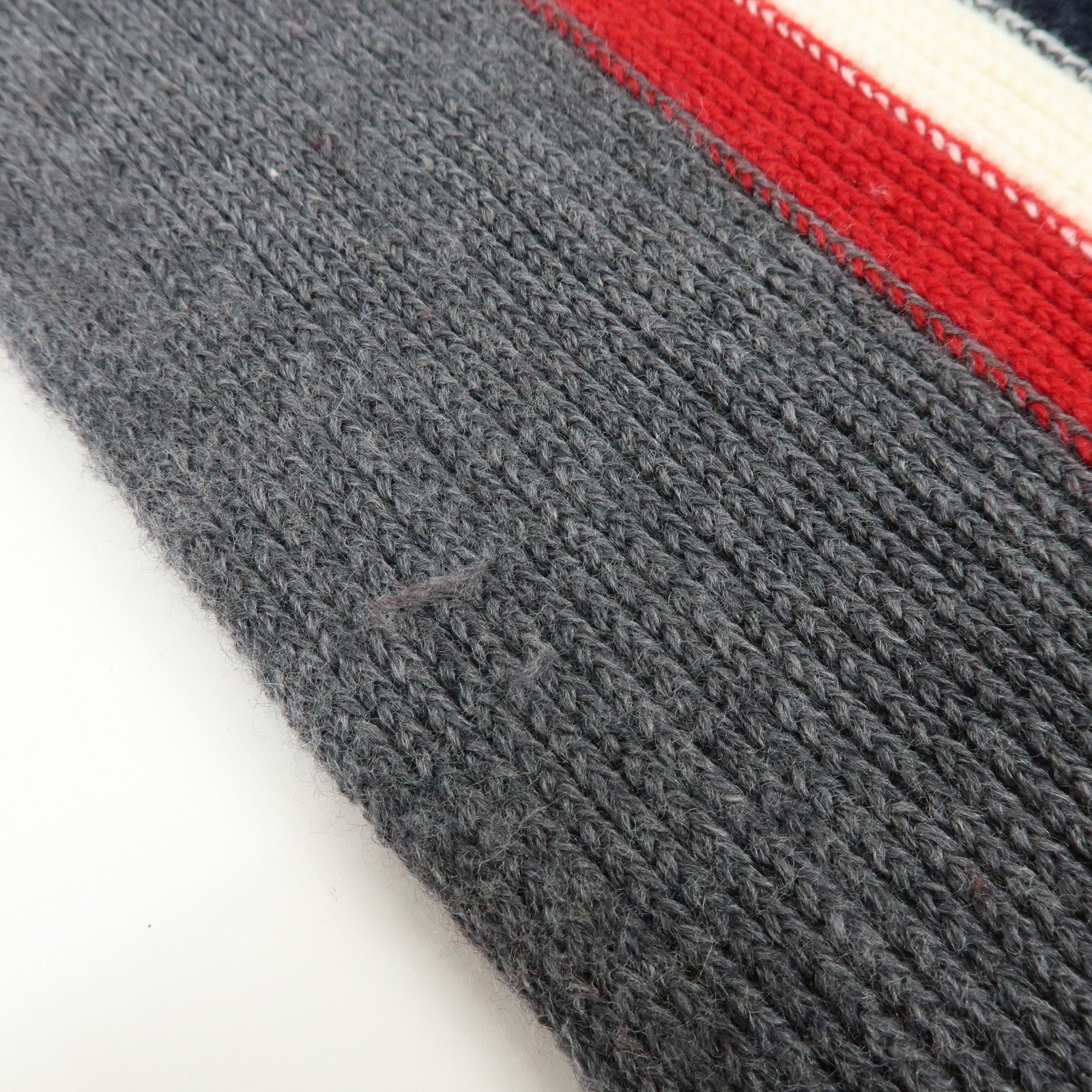 Moncler Wool 100% Scarf Stole Tri-color Gray Navy White Red