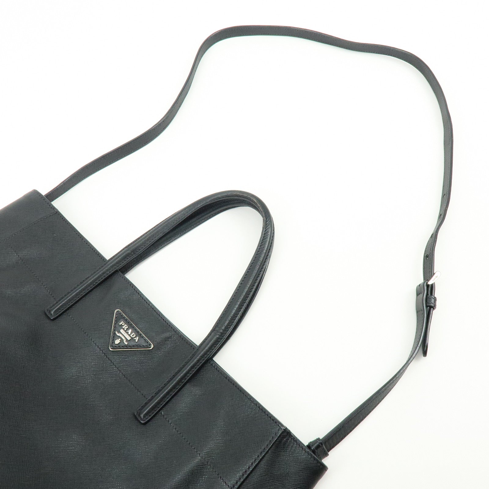 PRADA Triangle Logo Saffiano Leather 2Way Bag Shoulder Bag Black BN2666