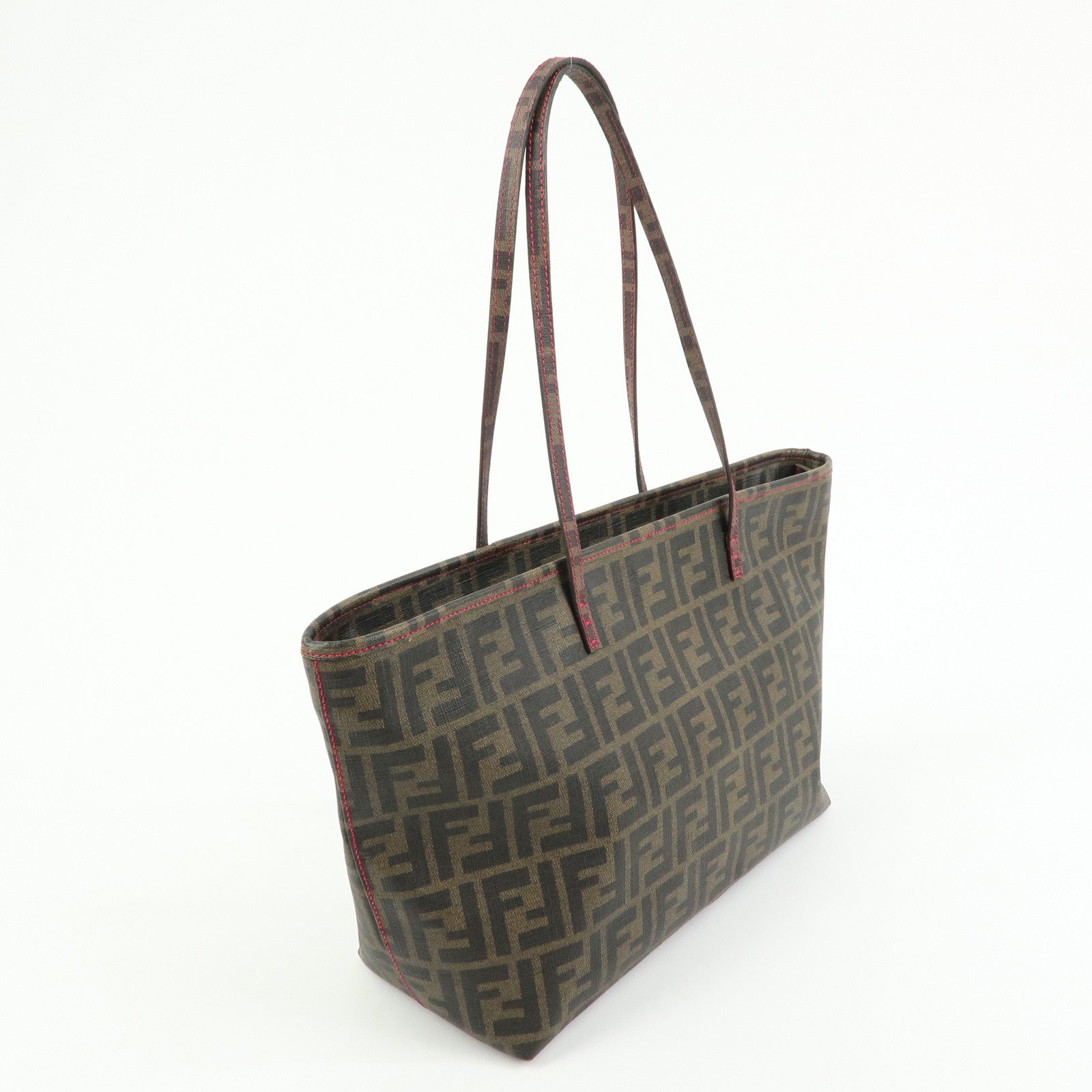 FENDI Zucca PVC Tote Bag Shoulder Bag Brown Black 8BH198