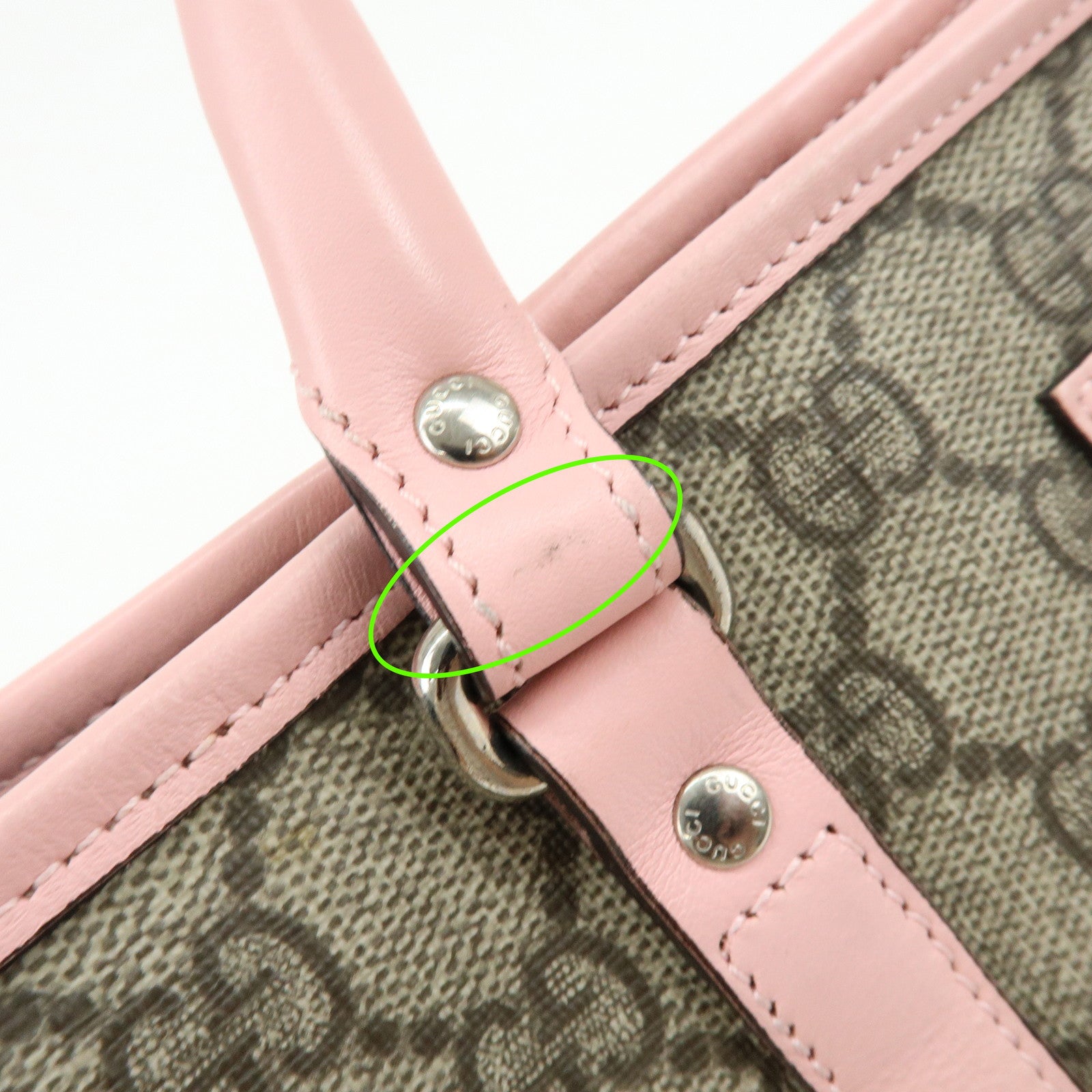 GUCCI Children's GG Supreme Leather Tote Bag Hand Bag Beige Pink 297557