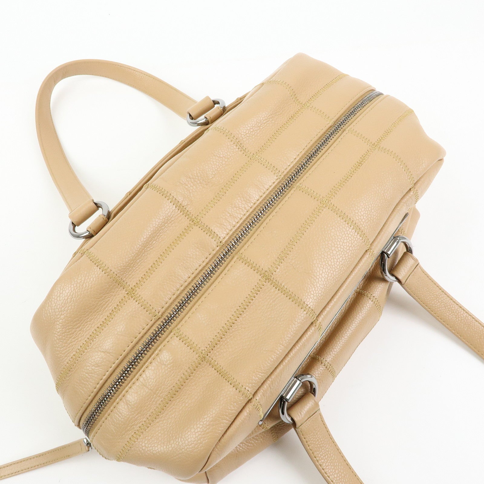 CHANEL Chocolate Bar Caviarskin Shoulder Bag Hand Bag Beige A26135