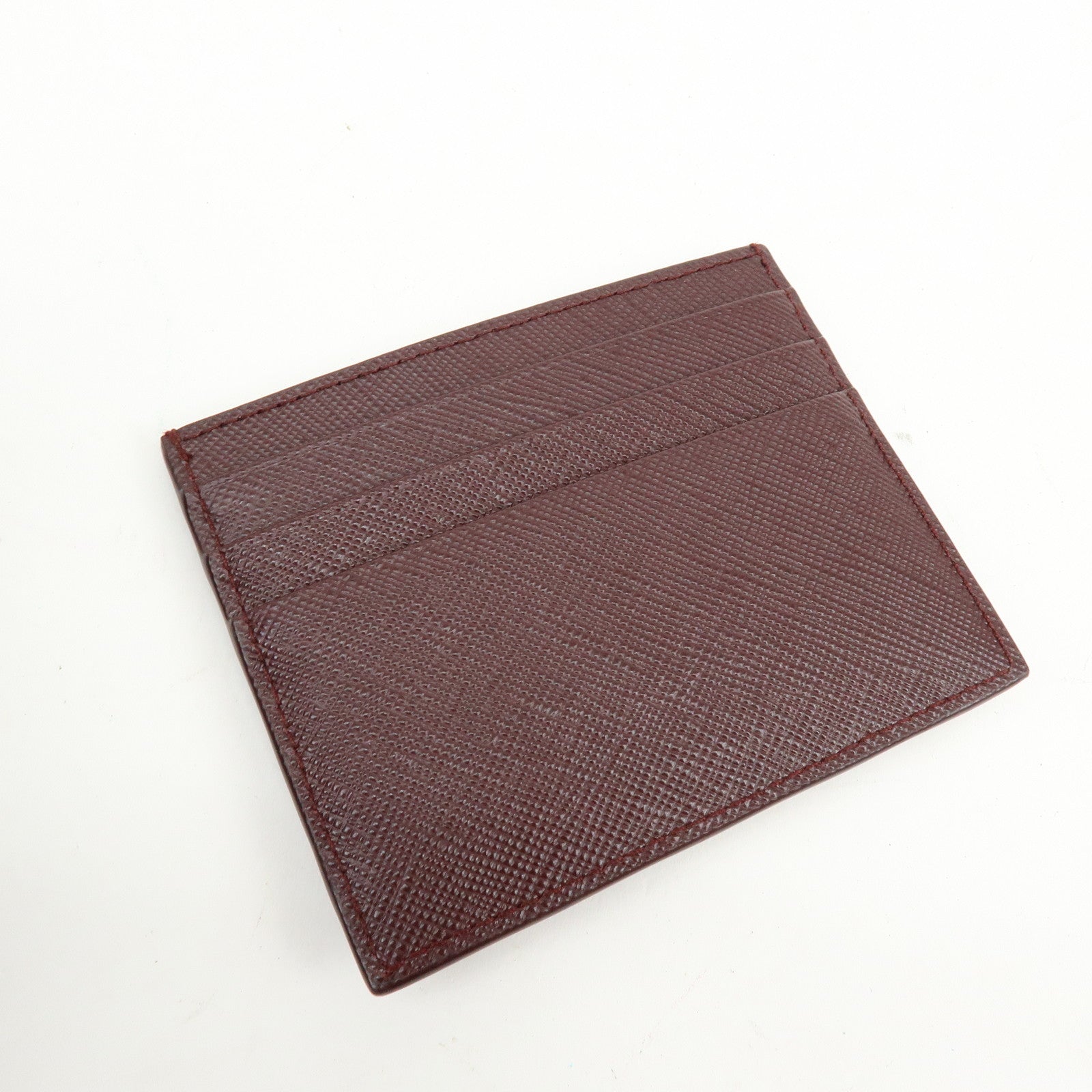 PRADA Triangle Logo Saffiano Leather Card Case Burgundy 1MC025