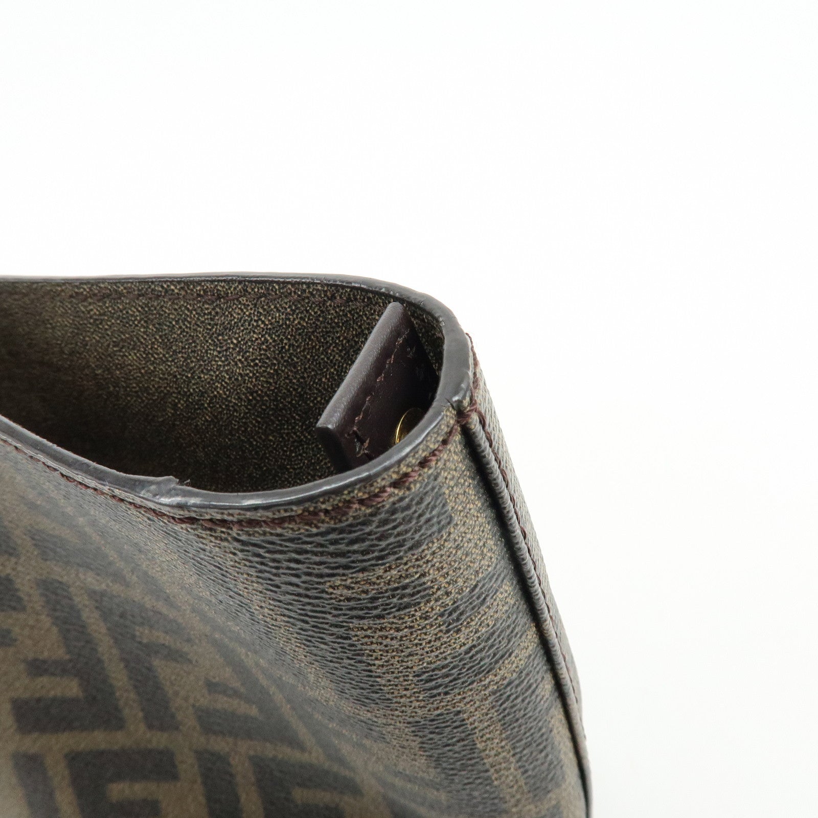FENDI Zucca PVC Leather Tote Bag Shoulder Bag Brown 8BH198