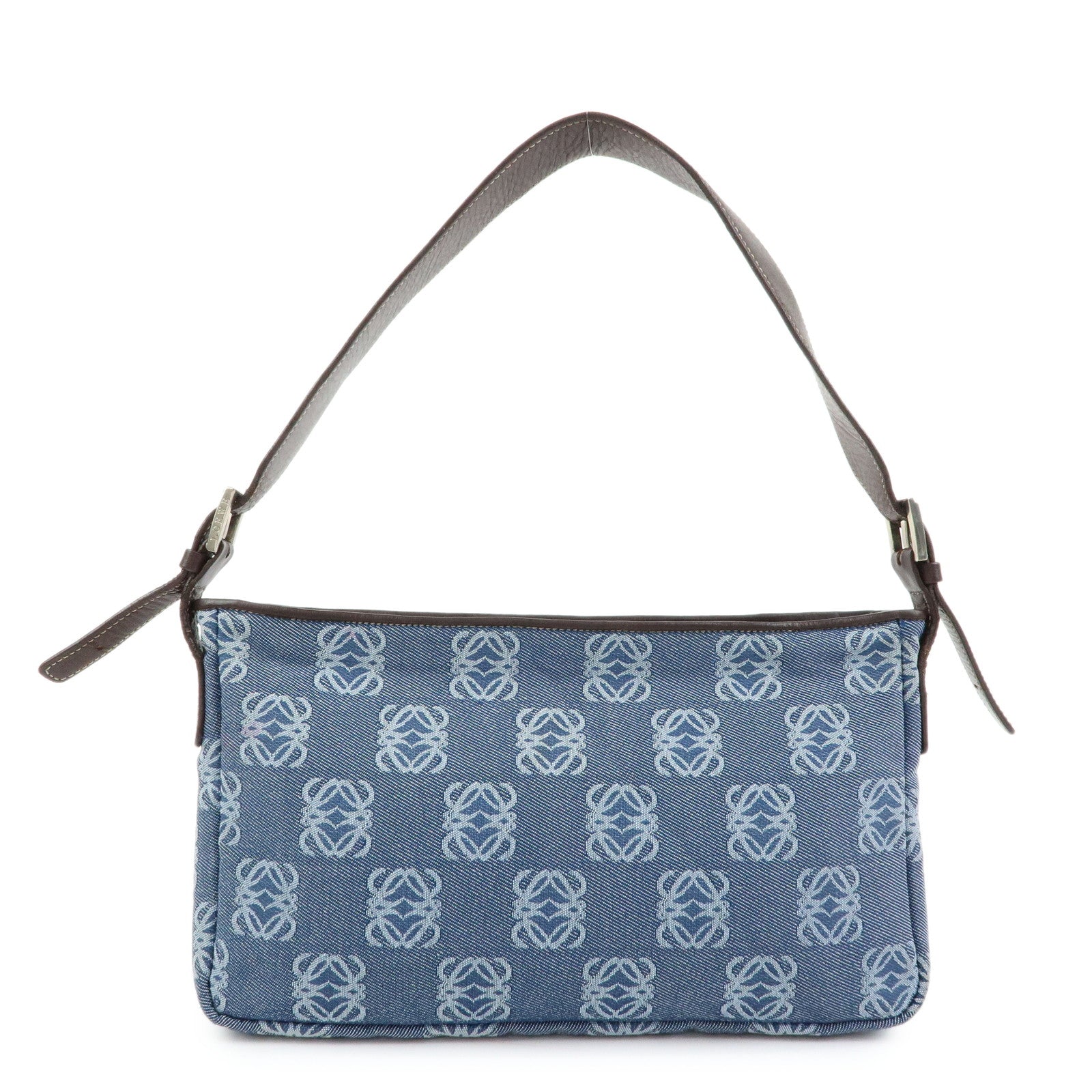LOEWE Anagram Denim Leather Shoulder Bag Hand Bag Denim Brown