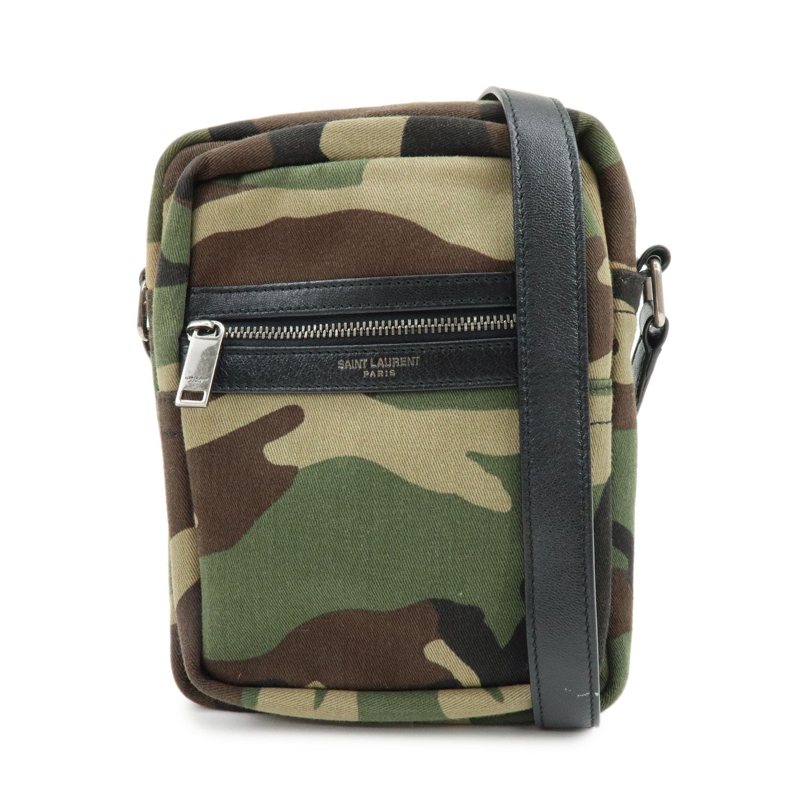 SAINT LAURENT PARIS Canvas Leather Shoulder Bag Camouflage 581700