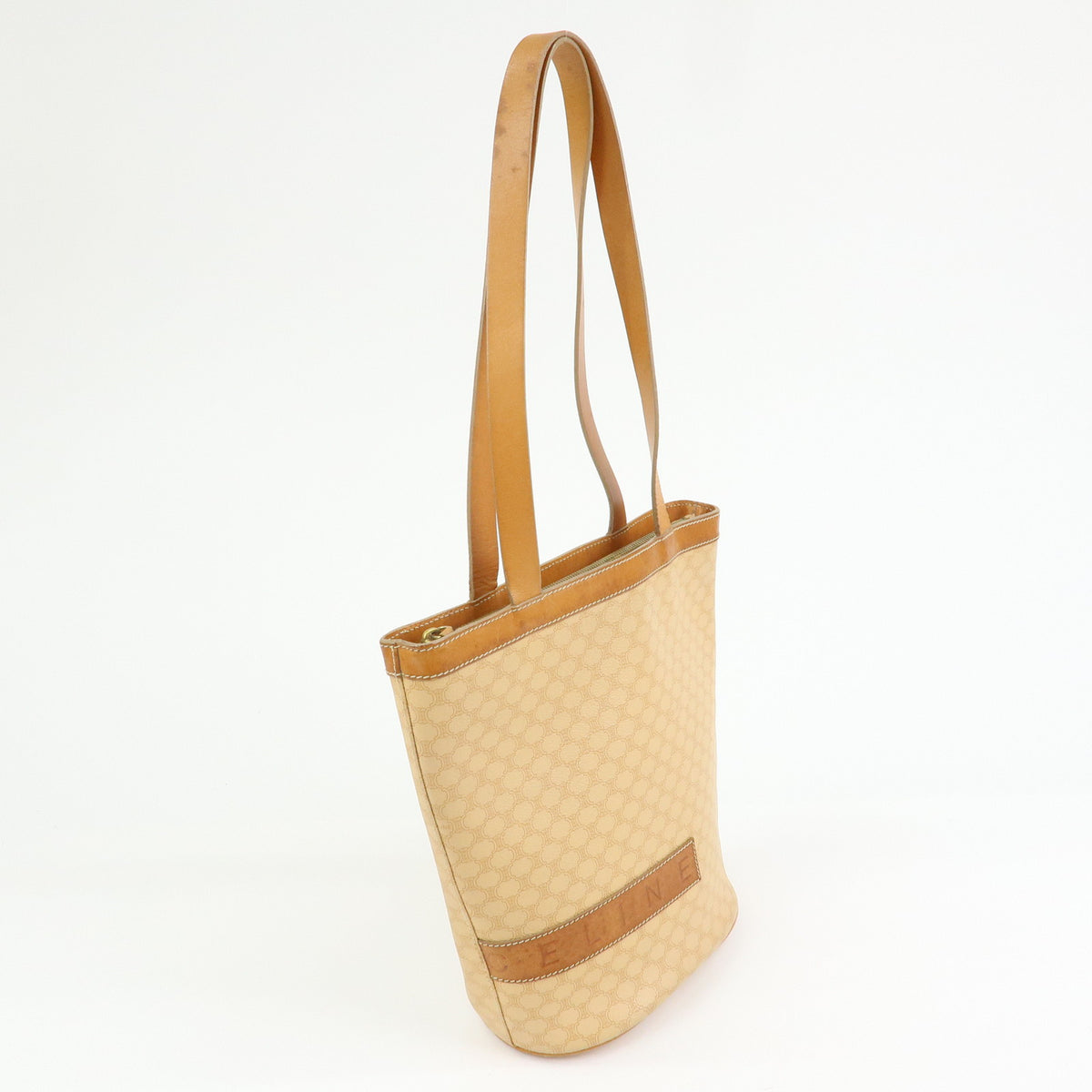 CELINE Macadam PVC Leather Shoulder Bag Tote Bag Beige Brown