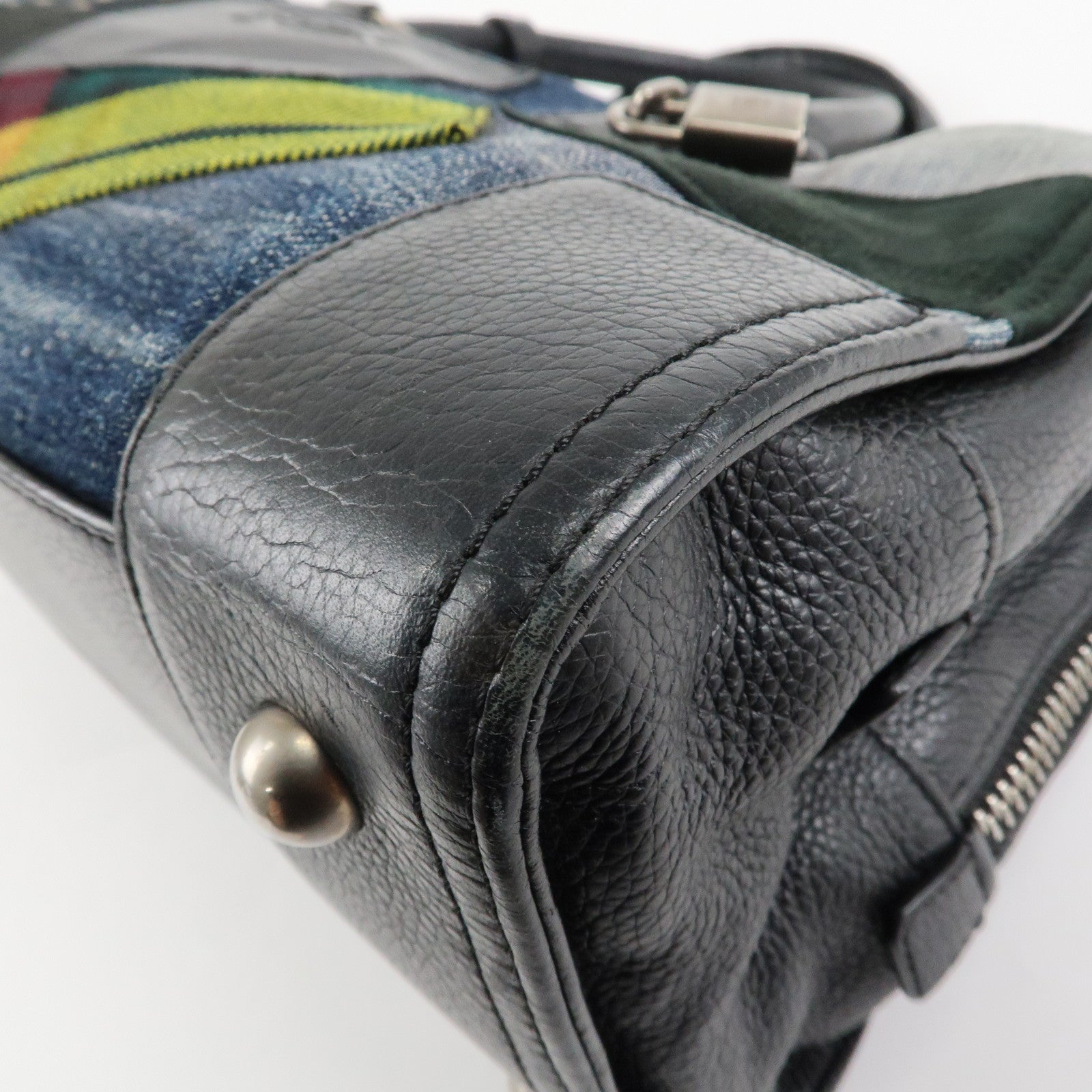 LOEWE Amazona 35 Anagram Denim Leather Junya Watanabe Hand Bag Used