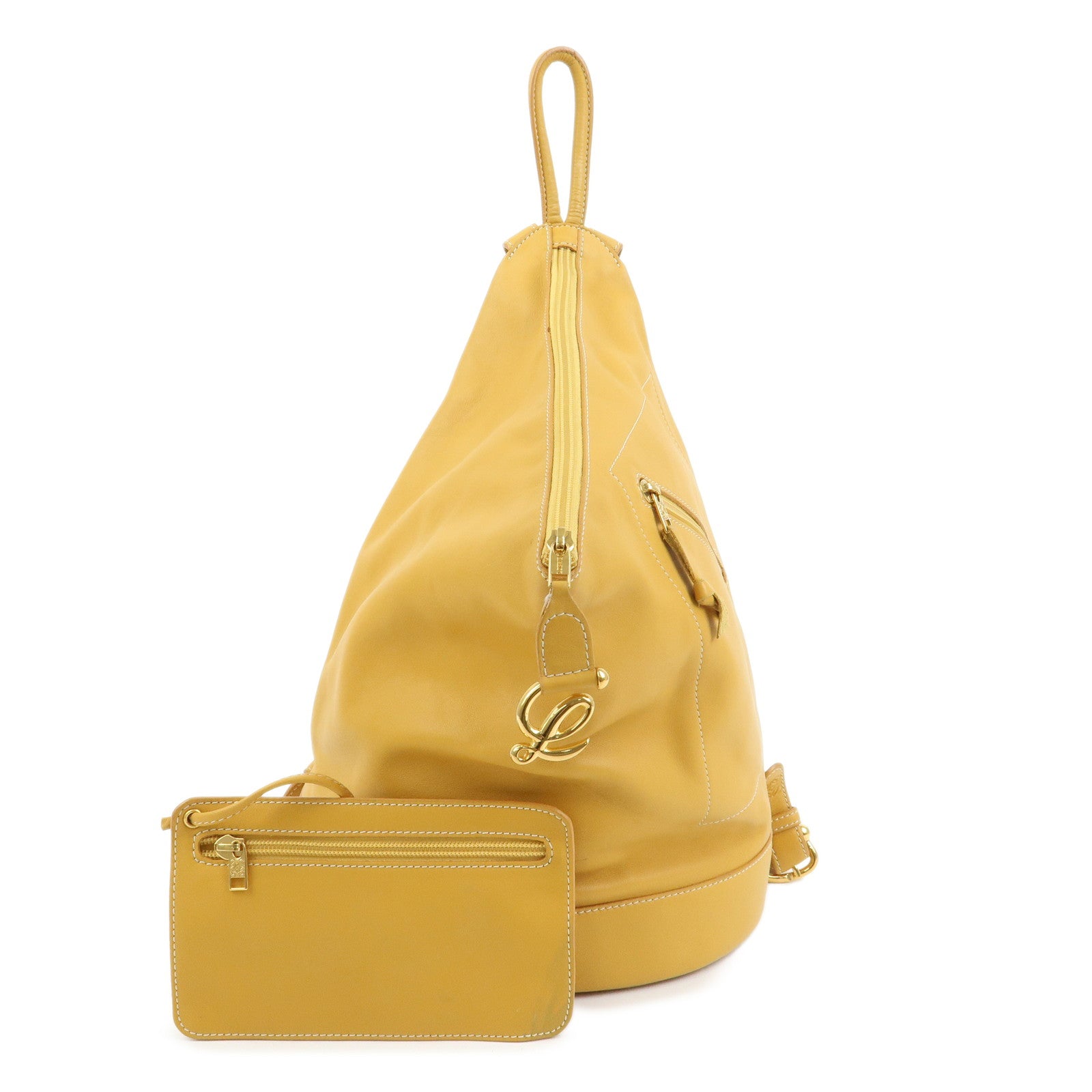 LOEWE Anton Leather Backpack Rucksack Yellow