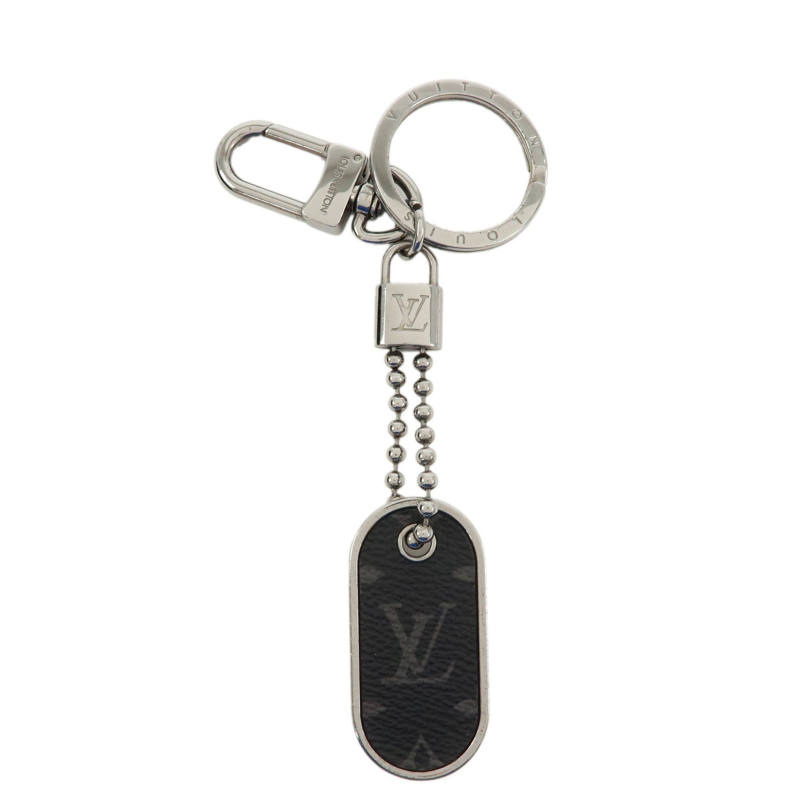 Louis Vuitton Monogram Eclips Porte Cles Tab ID Metal Key Chain M63618