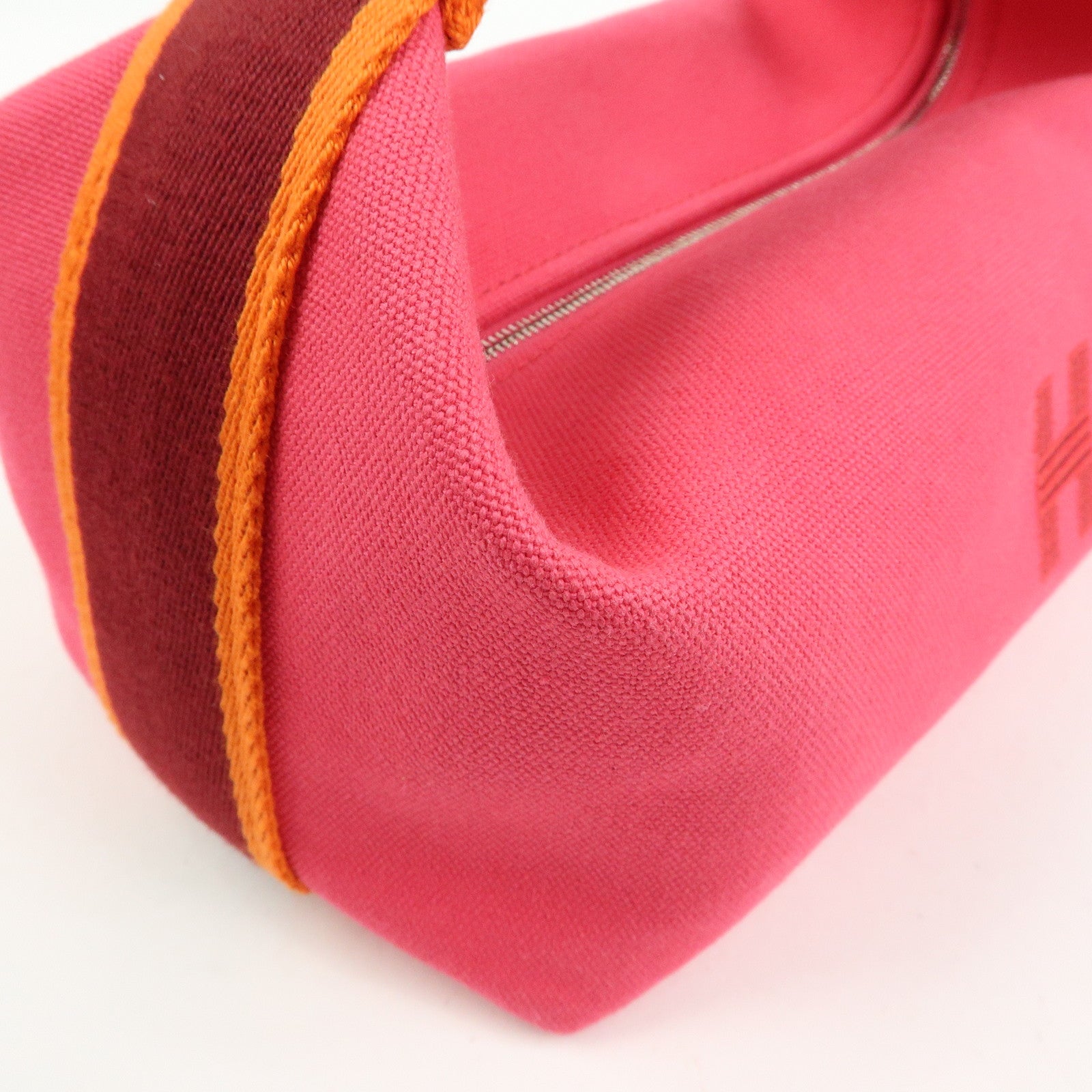 HERMES Bride A Brac PM Canvas Hand Bag Vanity Bag B Stamped Hibiscus