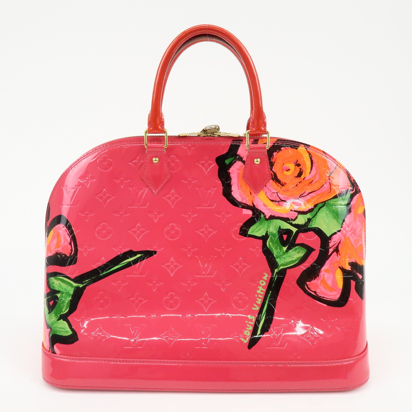 Louis Vuitton Monogram Rose Vernis Alma MM Hand Bag Rose Pop M93686