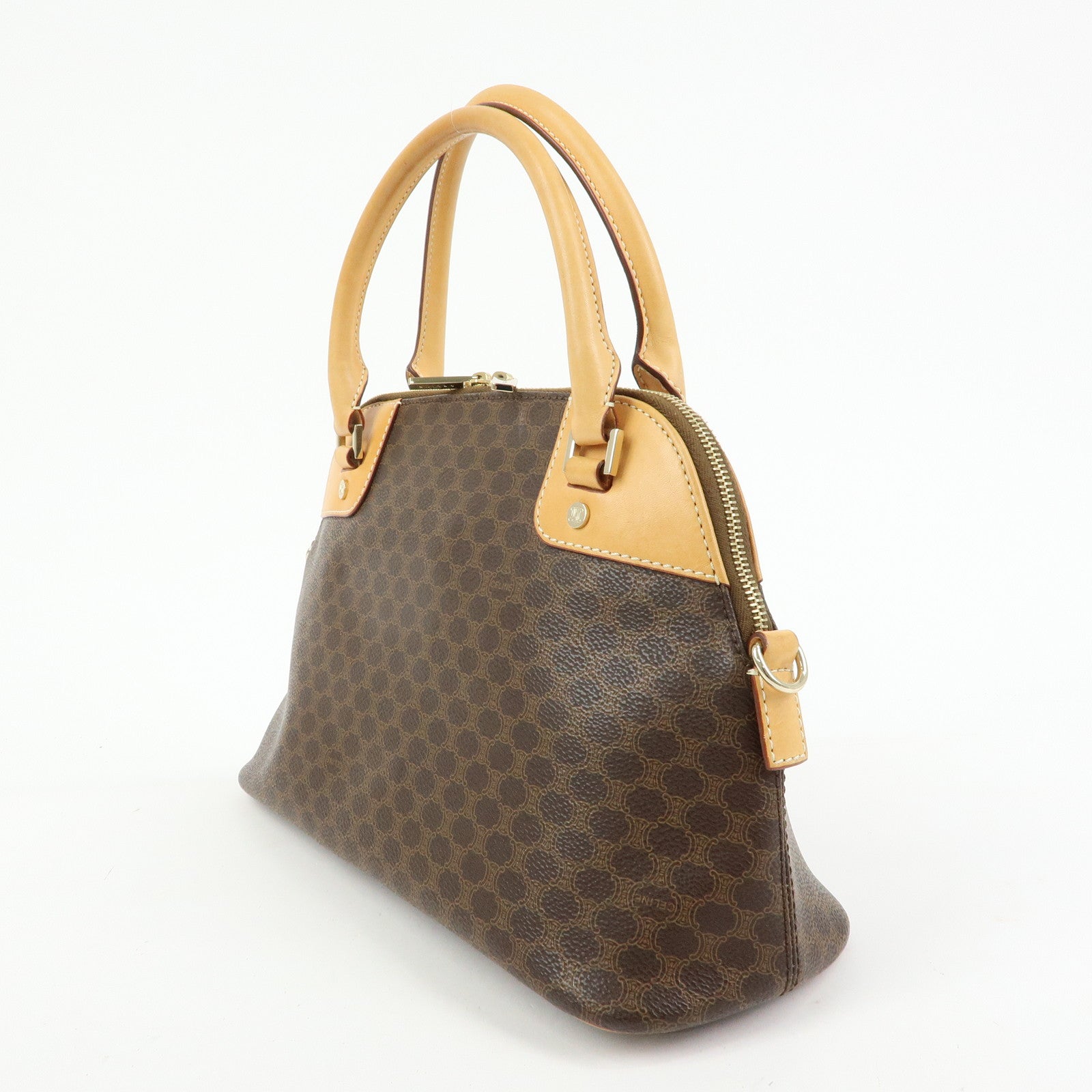 CELINE Macadam PVC Leather 2Way Bag Hand Bag Brown