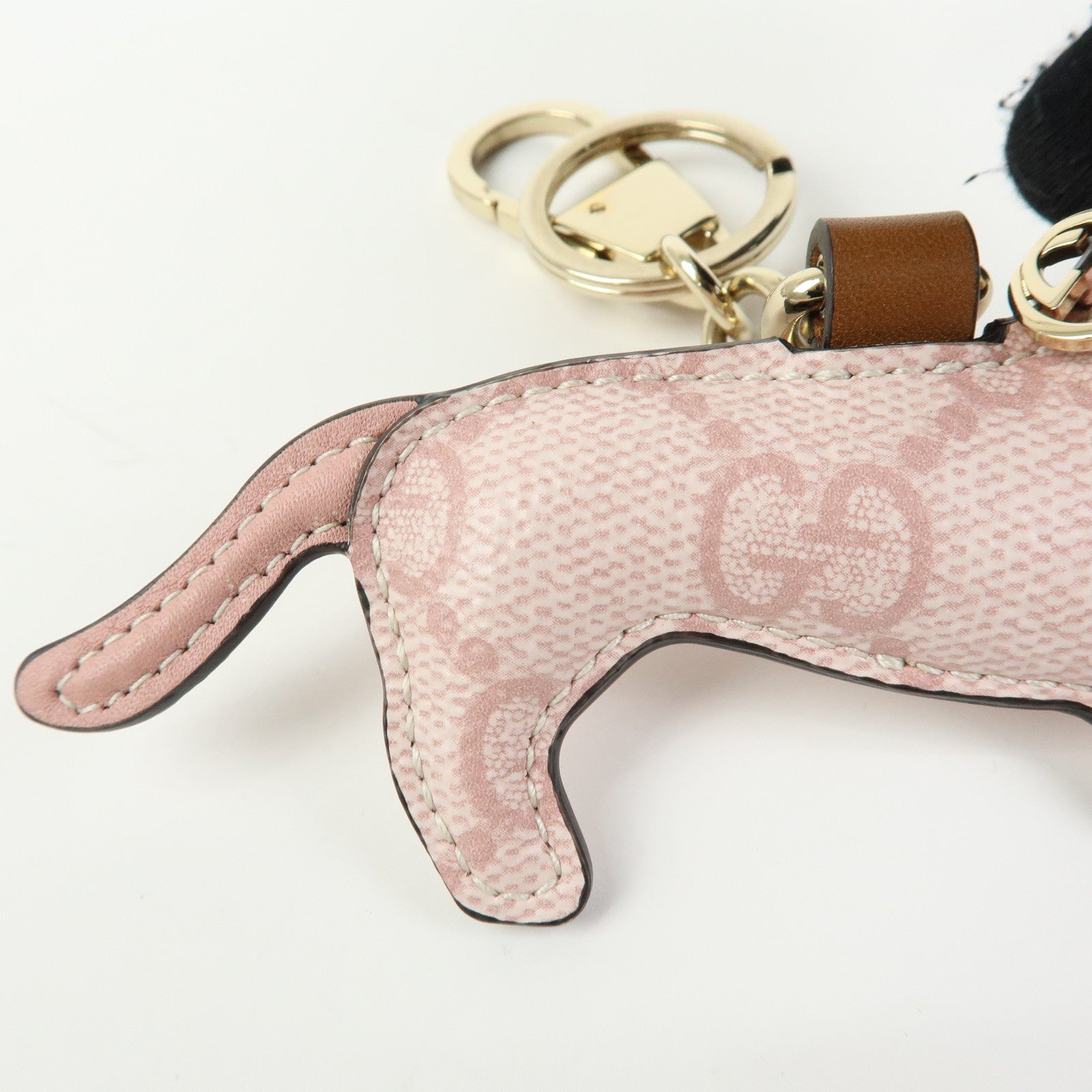 GUCCI Interlocking G Dog GG Supreme Leather Bag Charm Key Chain