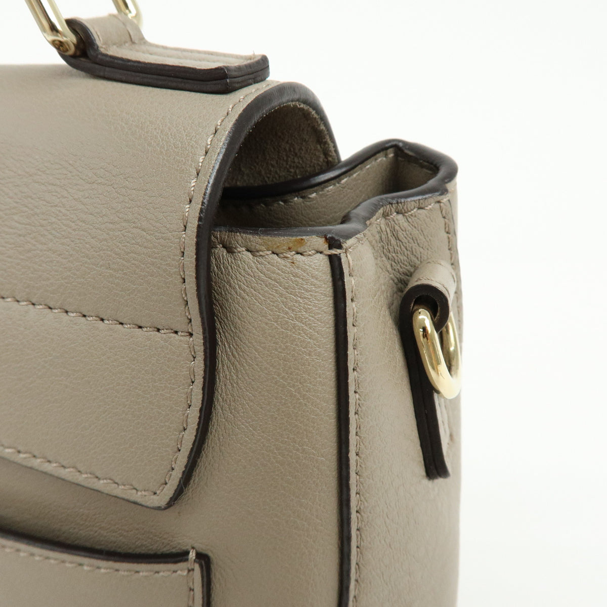 Chloe Faye Day Leather 2Way Bag Hand Bag Shoulder Bag Greige