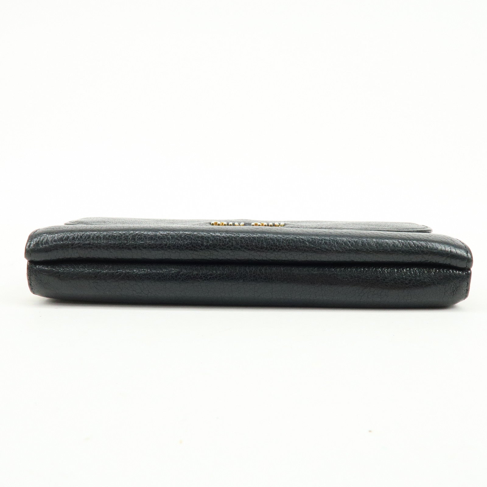 MIU MIU Leather Long Flap Round Zip Wallet Black 5M1344