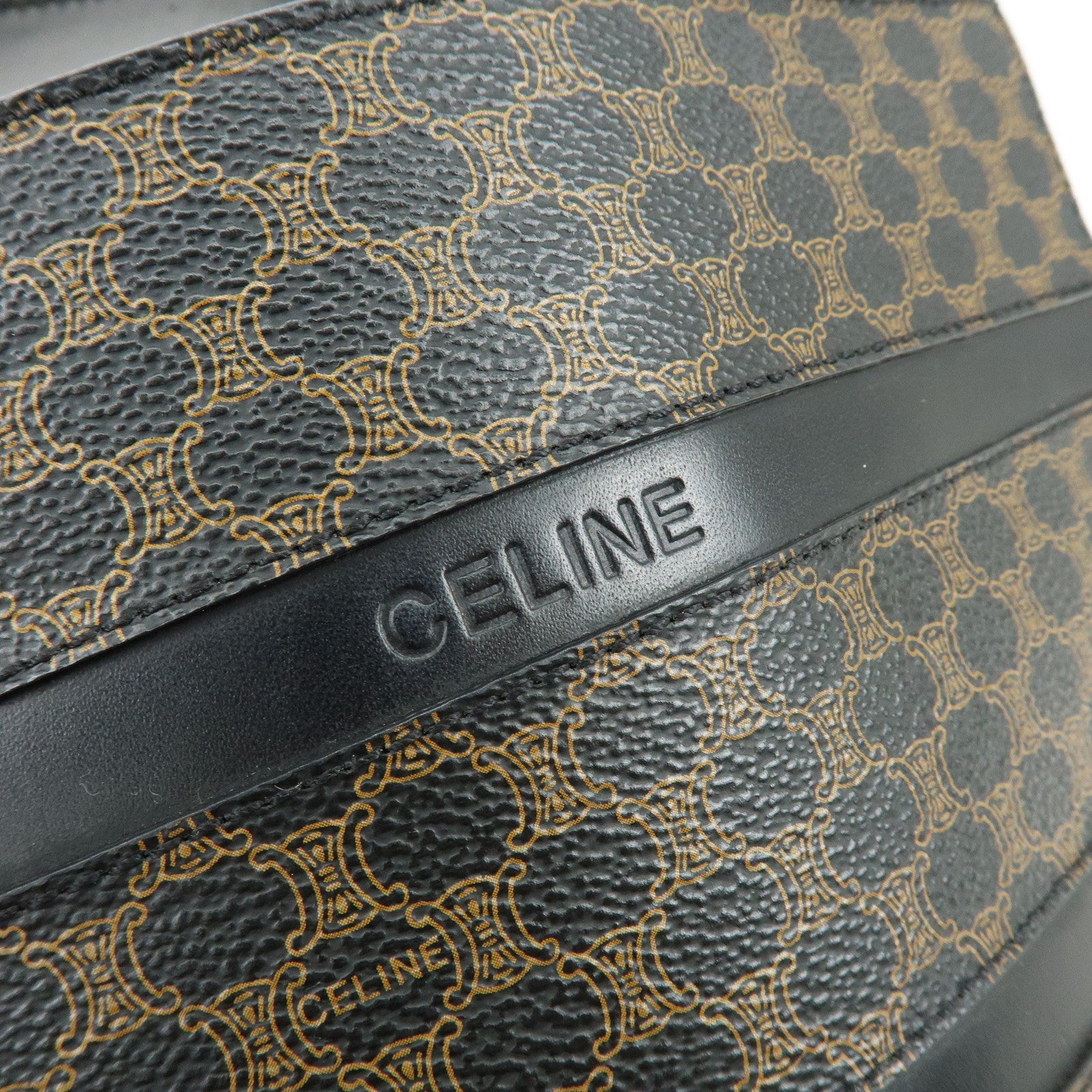 CELINE Macadam PVC Leather Shoulder Bag Hand Bag Black Brown